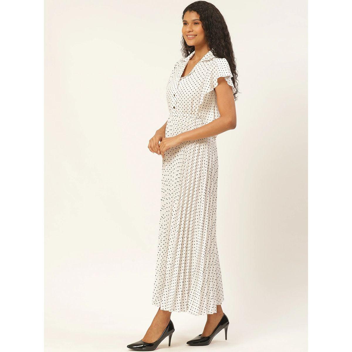 فستان طويل بكسرات وطبعة نقاط بولكا يو آند إف × ستايلي-women-clothing-dresses-image-3