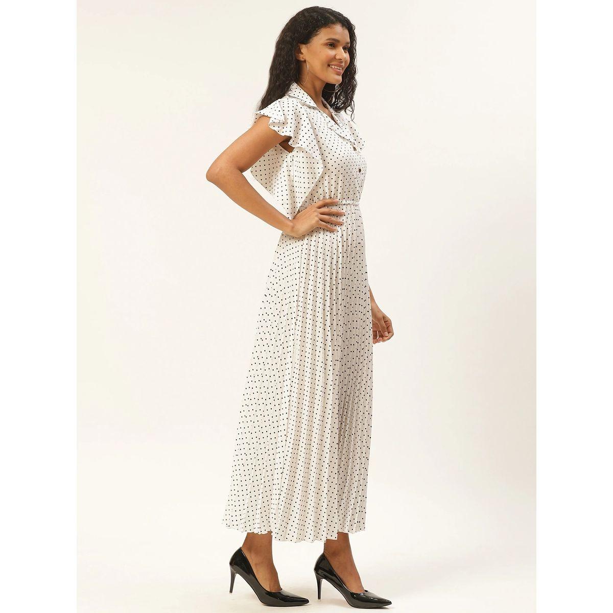 فستان طويل بكسرات وطبعة نقاط بولكا يو آند إف × ستايلي-women-clothing-dresses-image-4