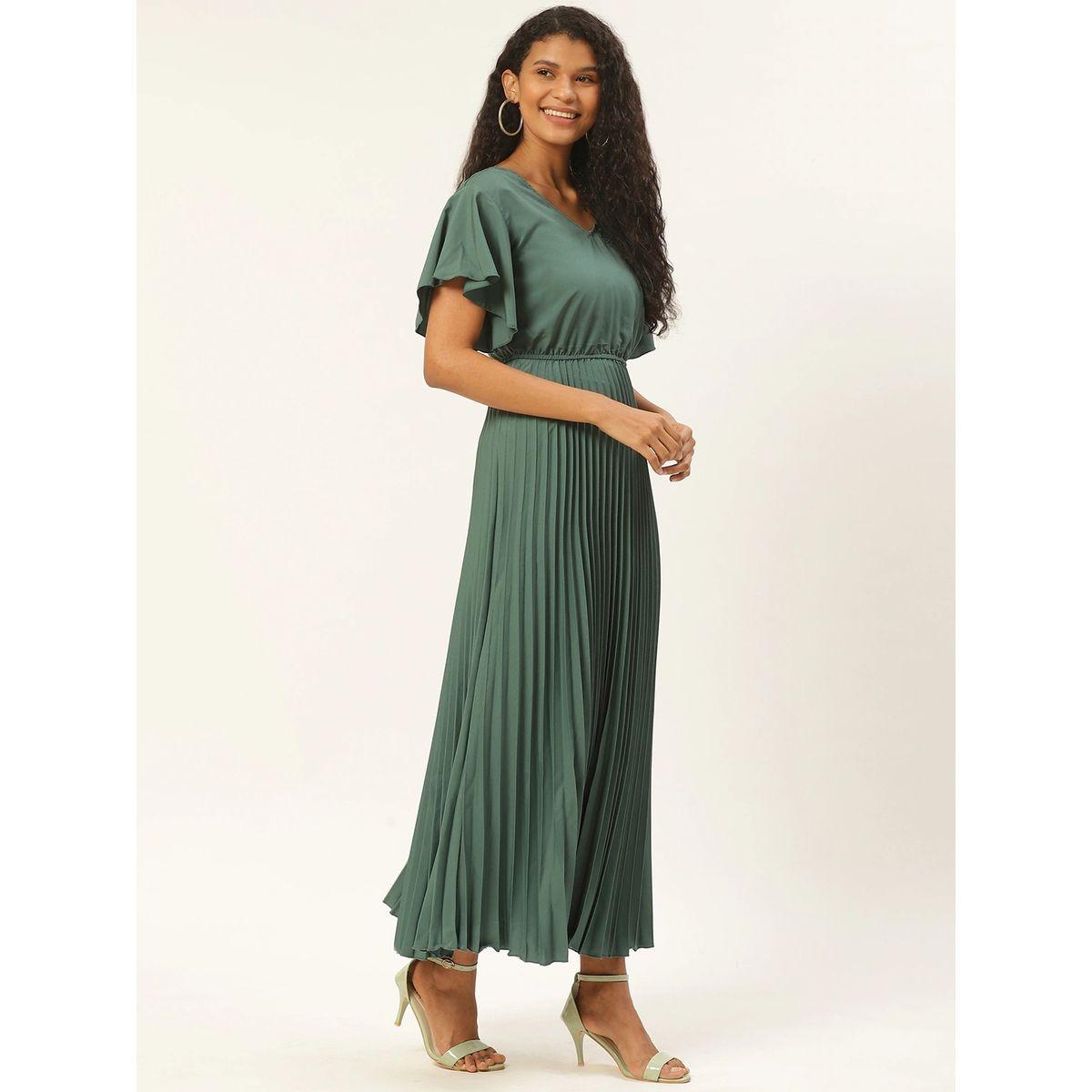 U&F X Styli  Pleated A-Line Maxi Dress with Frill Sleeves-women-clothing-dresses-image-3