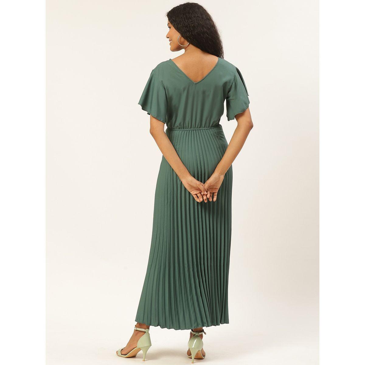 U&F X Styli  Pleated A-Line Maxi Dress with Frill Sleeves-women-clothing-dresses-image-4