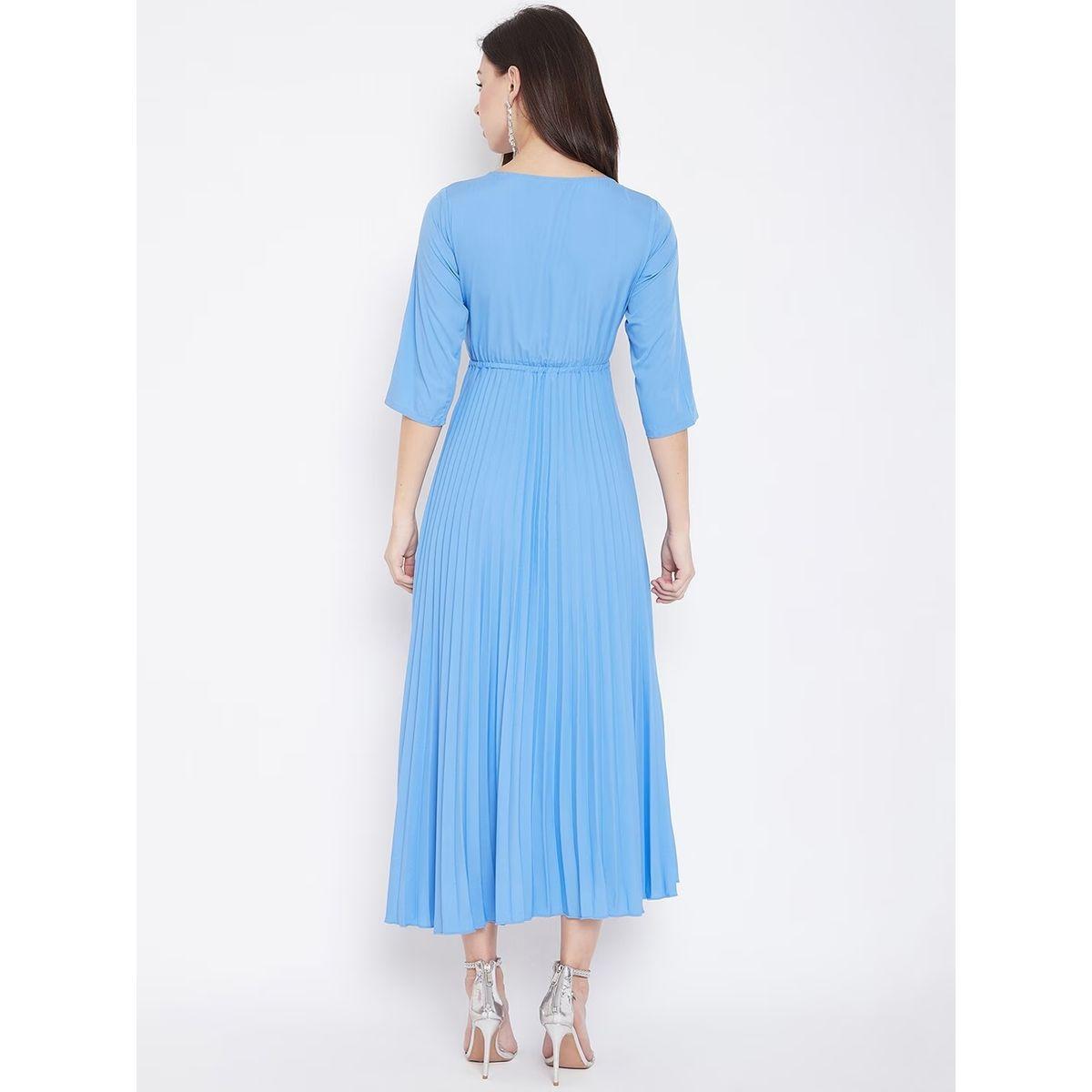 فستان سادة طويل بكسرات وحافة واسعة يو آند إف × ستايلي-women-clothing-dresses-image-3