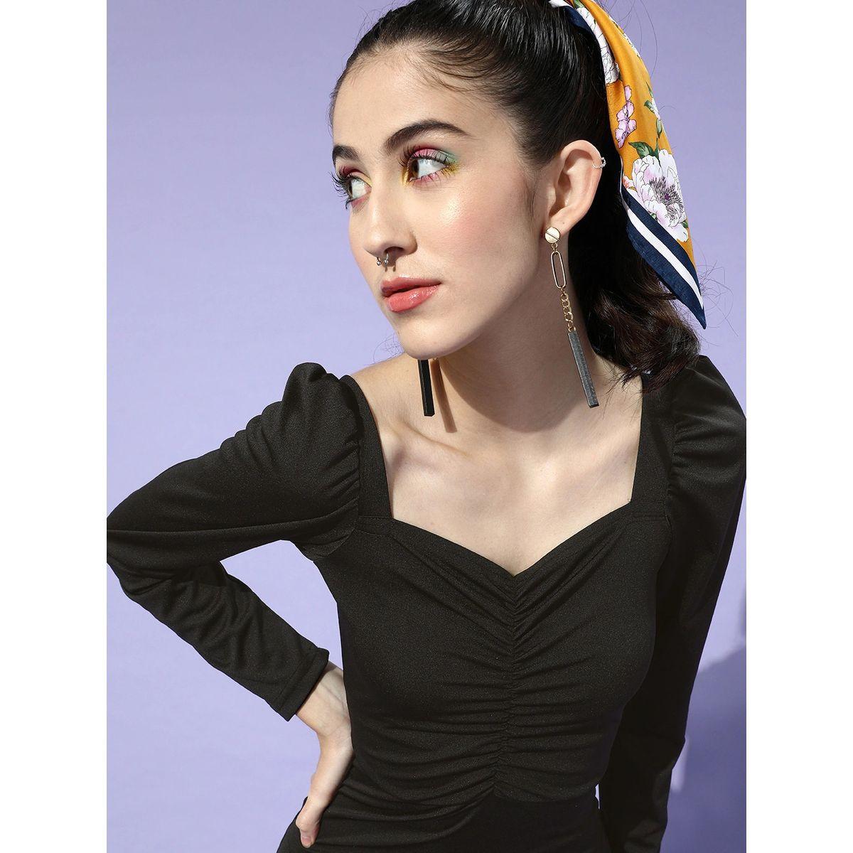فستان بديكون قصير باكمام منفوخة يو آند إف × ستايلي-women-clothing-dresses-image-3
