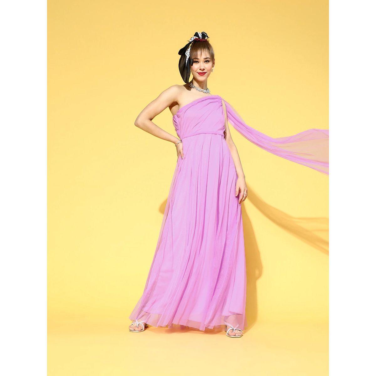 U&F X Styli  Mesh Insert One Shoulder Neck A-Line Maxi Dress-women-clothing-dresses-image-1