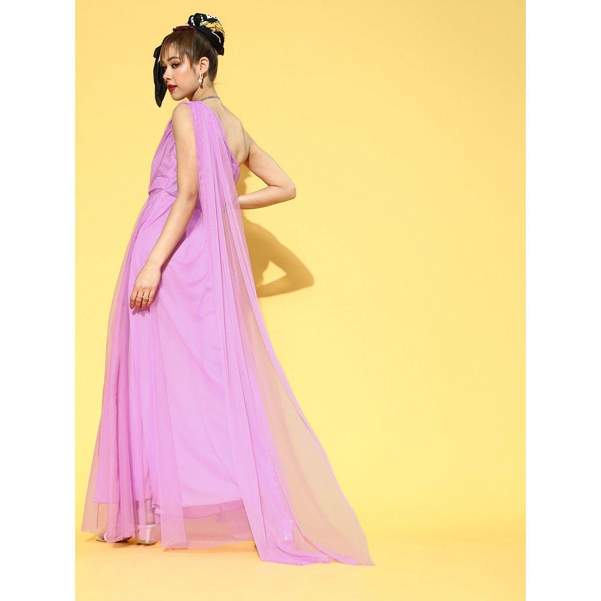 U&F X Styli  Mesh Insert One Shoulder Neck A-Line Maxi Dress-women-clothing-dresses-image-2