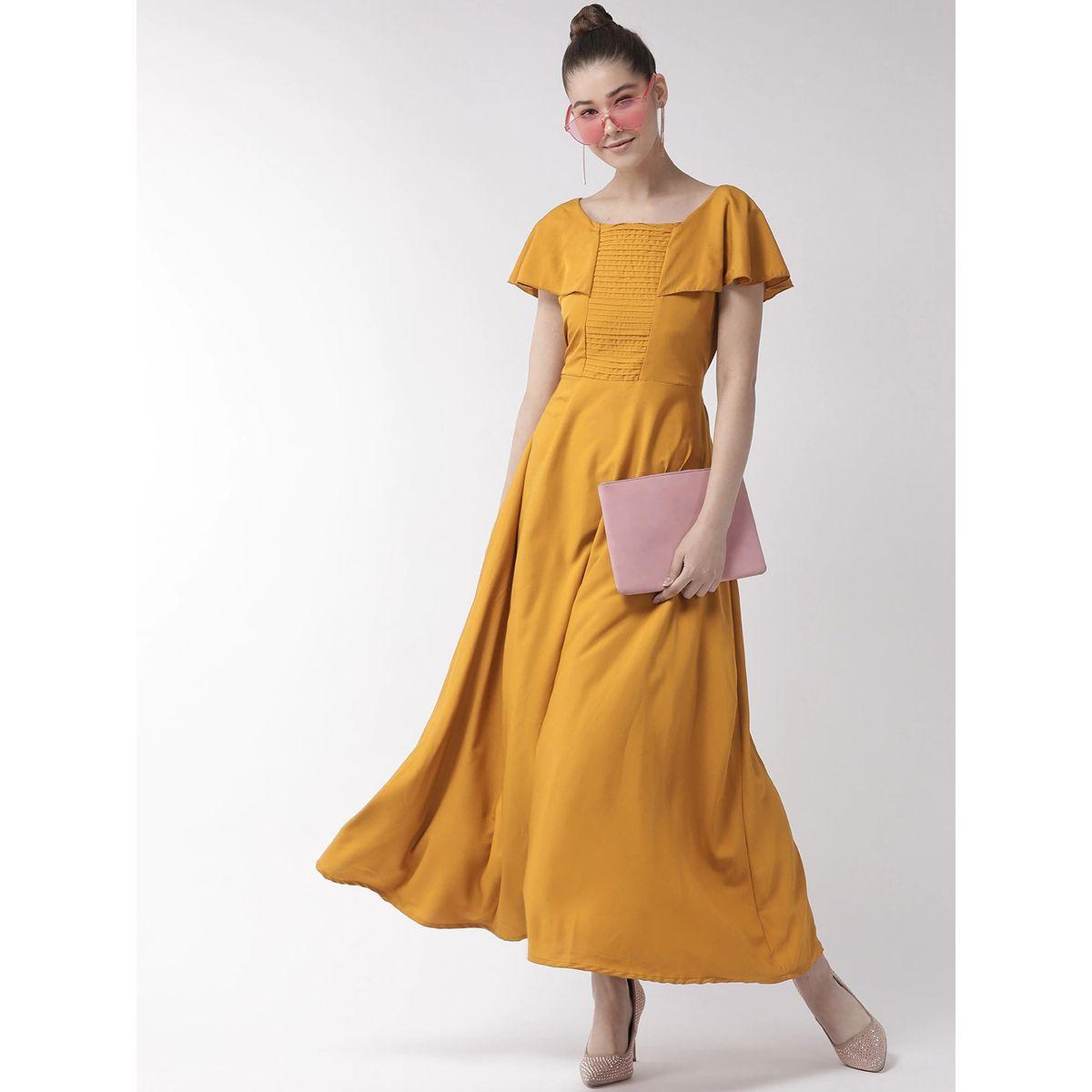 U&F X Styli  Square Neck A-Line Maxi Dress with Frill Sleeves-women-clothing-dresses-image-1