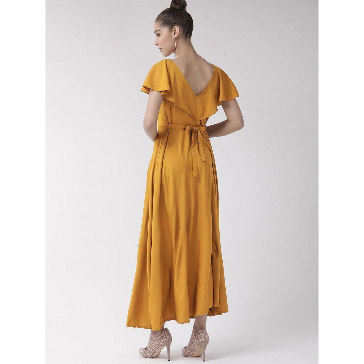 U&F X Styli  Square Neck A-Line Maxi Dress with Frill Sleeves-women-clothing-dresses-image-4