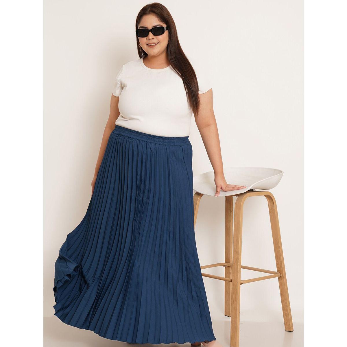 تنورة طويل بمقاس كبير مع كسرات يو آند إف × ستايلي-women-clothing-bottoms-skirts-image-1
