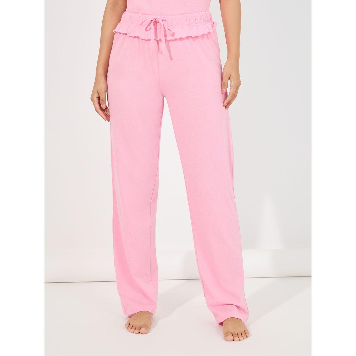 طقم من بنطال بيجاما مع تيشيرت بجيب مطبع بكتابة-women-clothing-nightwear-pyjamas-longsets-image-6