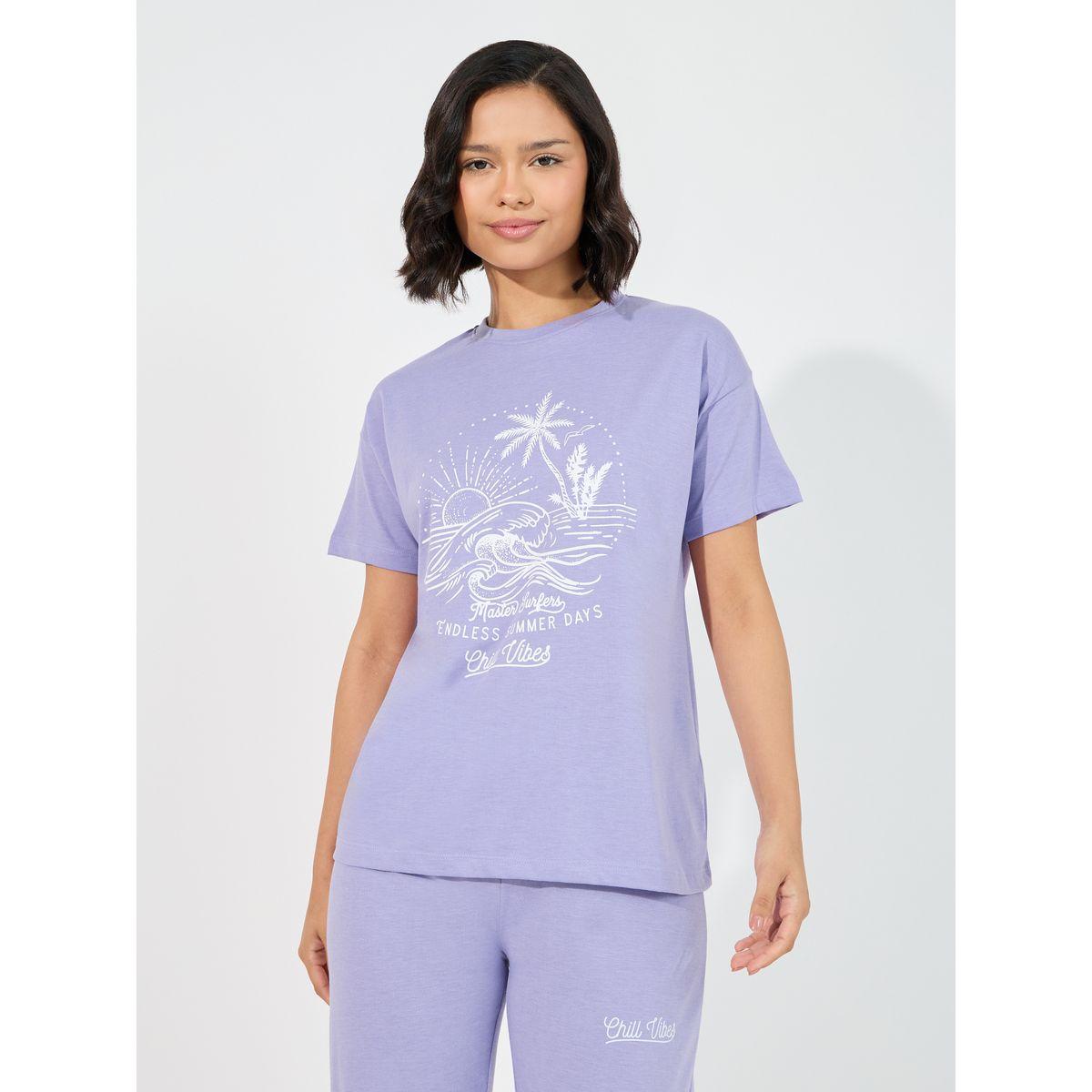 طقم من بنطال بيجاما مع تيشيرت بأكتاف منخفضة-women-clothing-nightwear-pyjamas-longsets-image-3