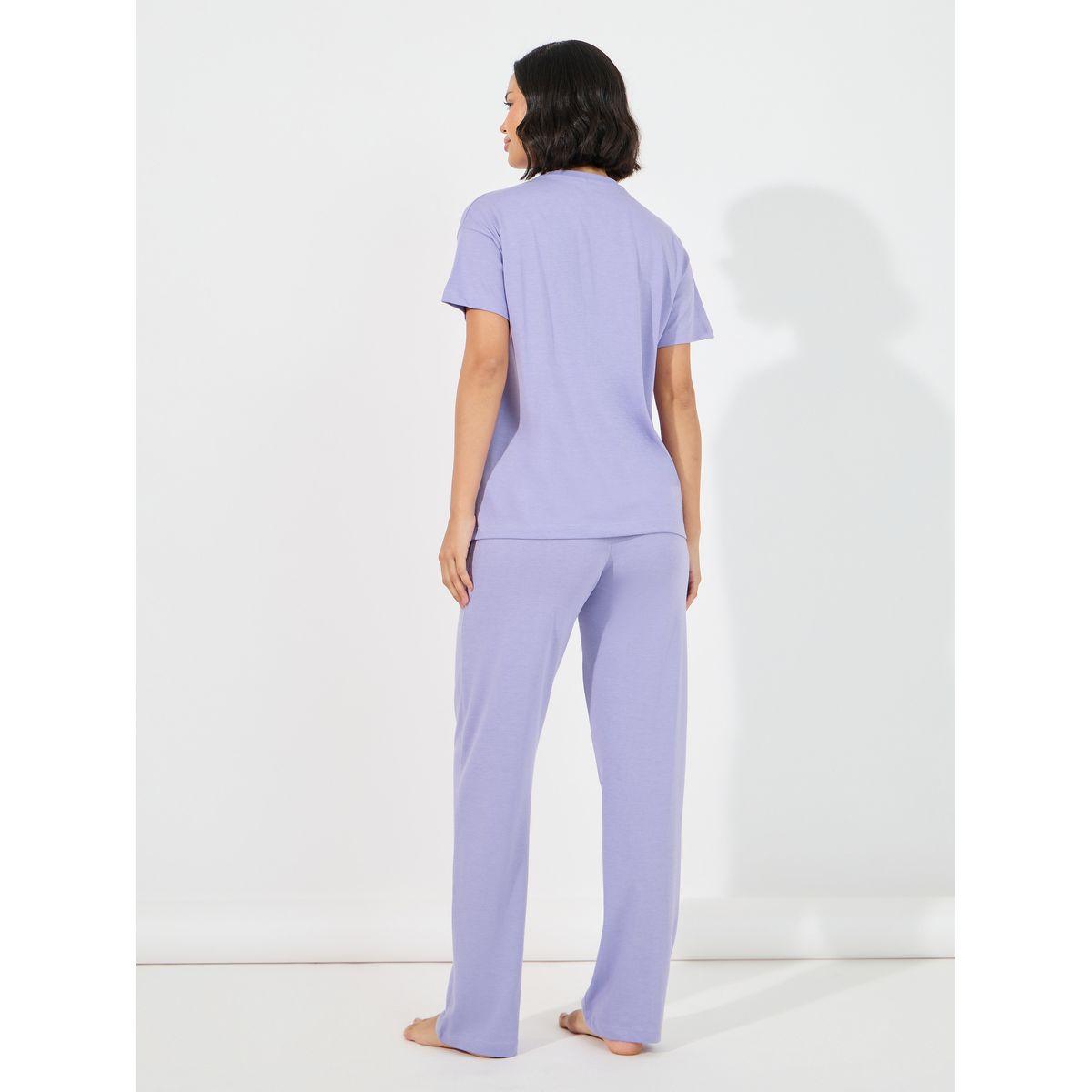 طقم من بنطال بيجاما مع تيشيرت بأكتاف منخفضة-women-clothing-nightwear-pyjamas-longsets-image-5
