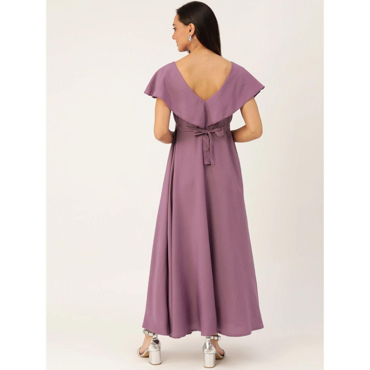 U&F X Styli  Square Neck A-Line Maxi Dress with Frill Sleeves-women-clothing-dresses-image-3