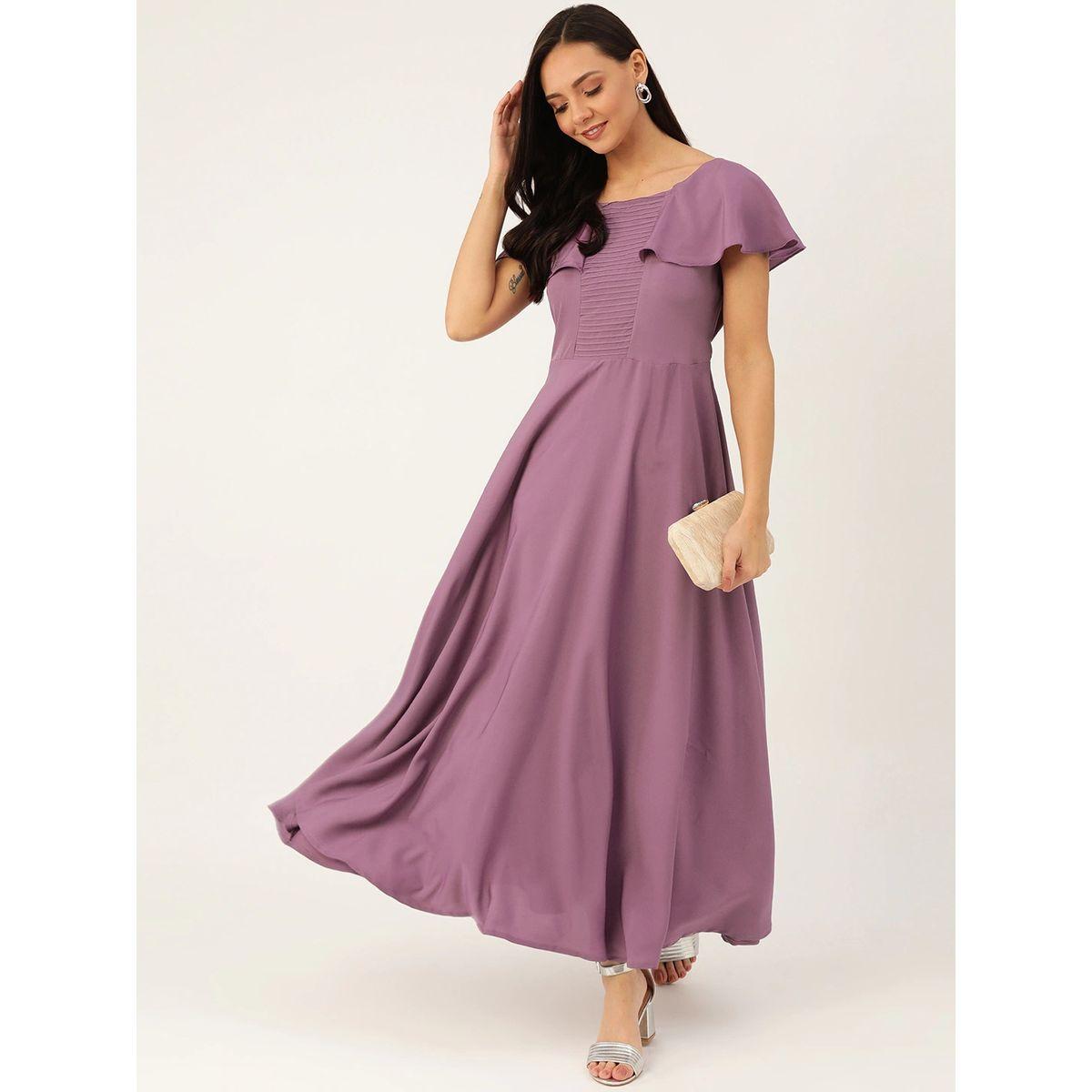 U&F X Styli  Square Neck A-Line Maxi Dress with Frill Sleeves-women-clothing-dresses-image-4