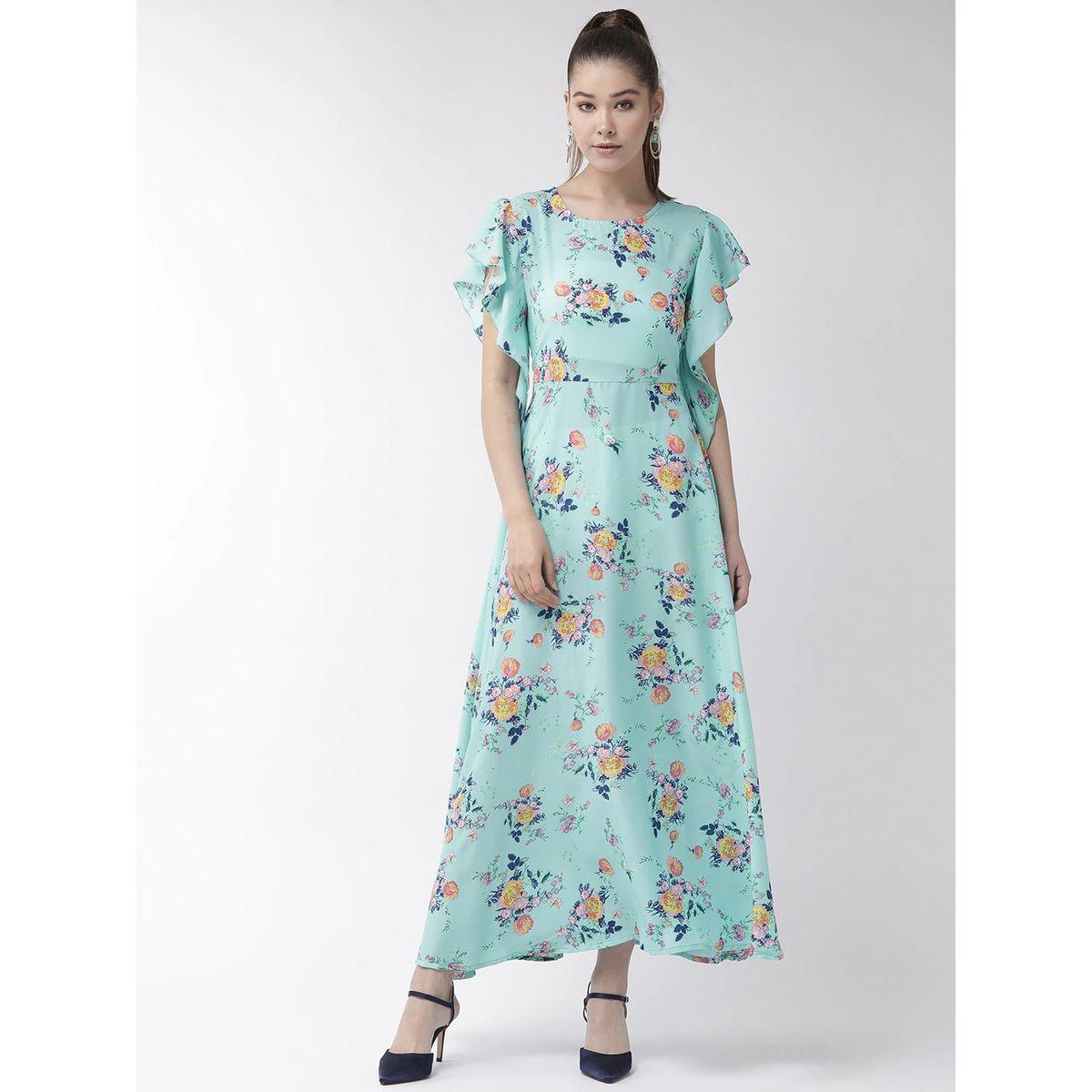 فستان طويل مطبع بزهور واكمام بكشكش يو آند إف × ستايلي-women-clothing-dresses-image-3