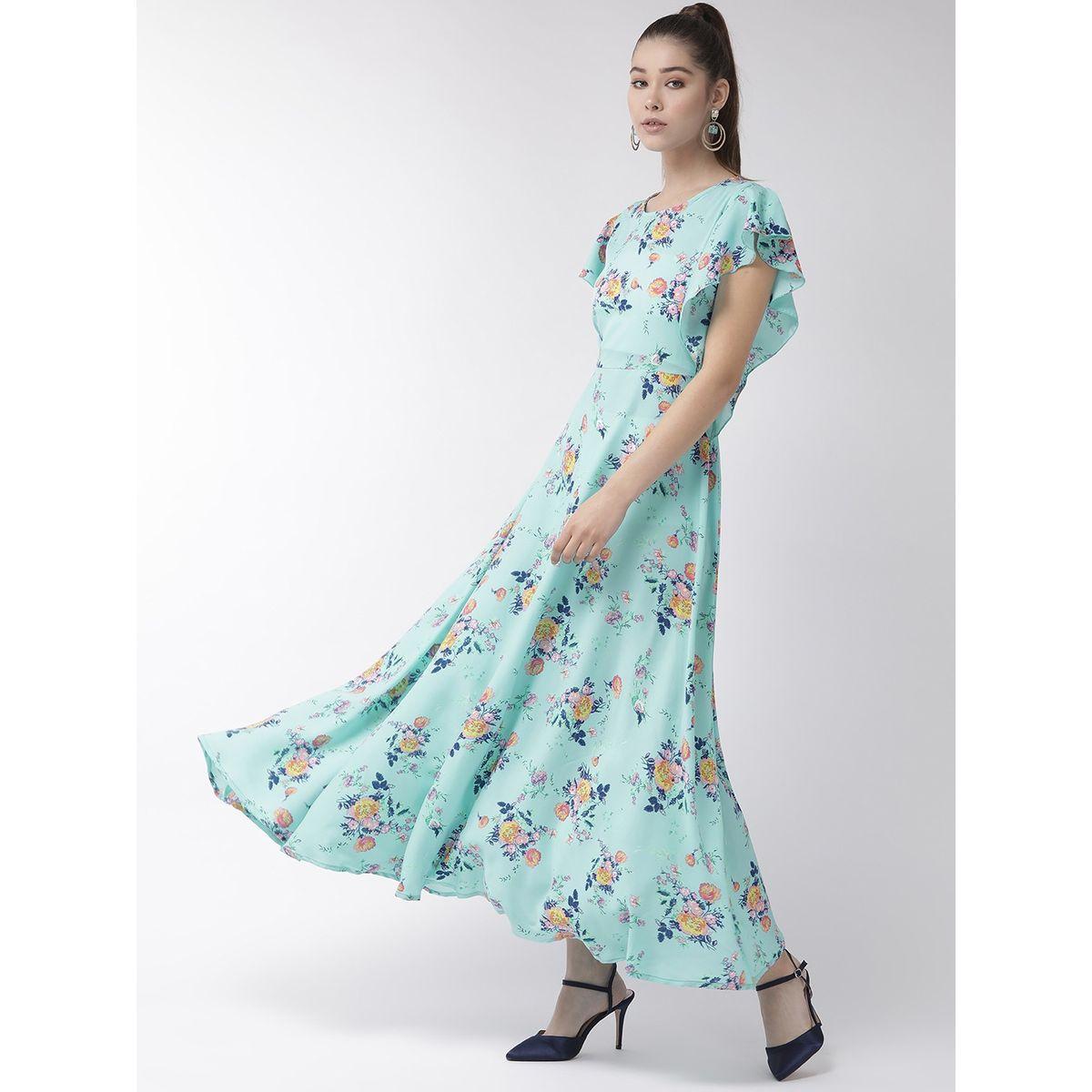 فستان طويل مطبع بزهور واكمام بكشكش يو آند إف × ستايلي-women-clothing-dresses-image-4