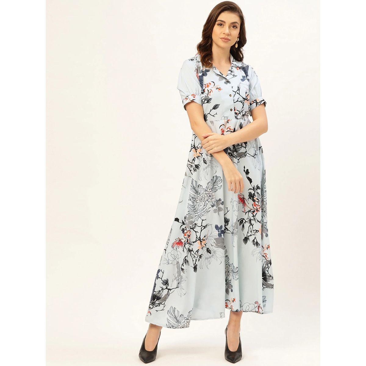 فستان طويل مطبع بزهور مع اكمام قصيرة يو آند إف × ستايلي-women-clothing-dresses-image-1