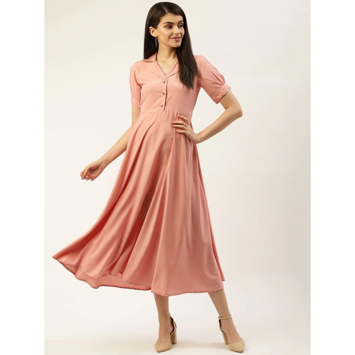 U&F X Styli  Solid A-Line Puff Sleeve Midi Dress-women-clothing-dresses-image-1