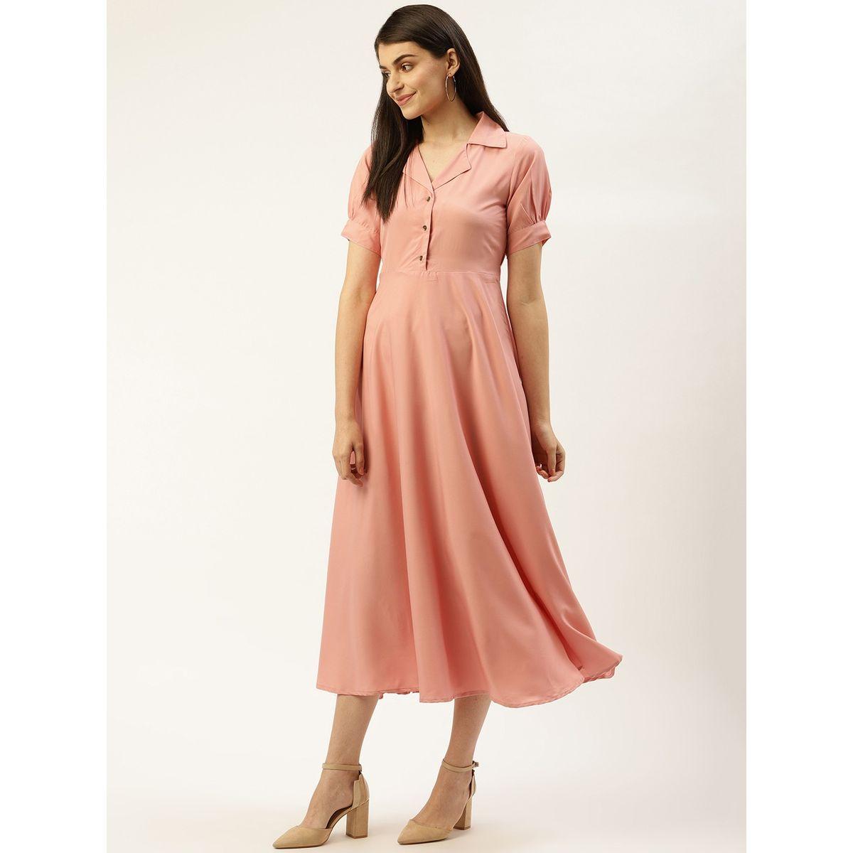 U&F X Styli  Solid A-Line Puff Sleeve Midi Dress-women-clothing-dresses-image-2