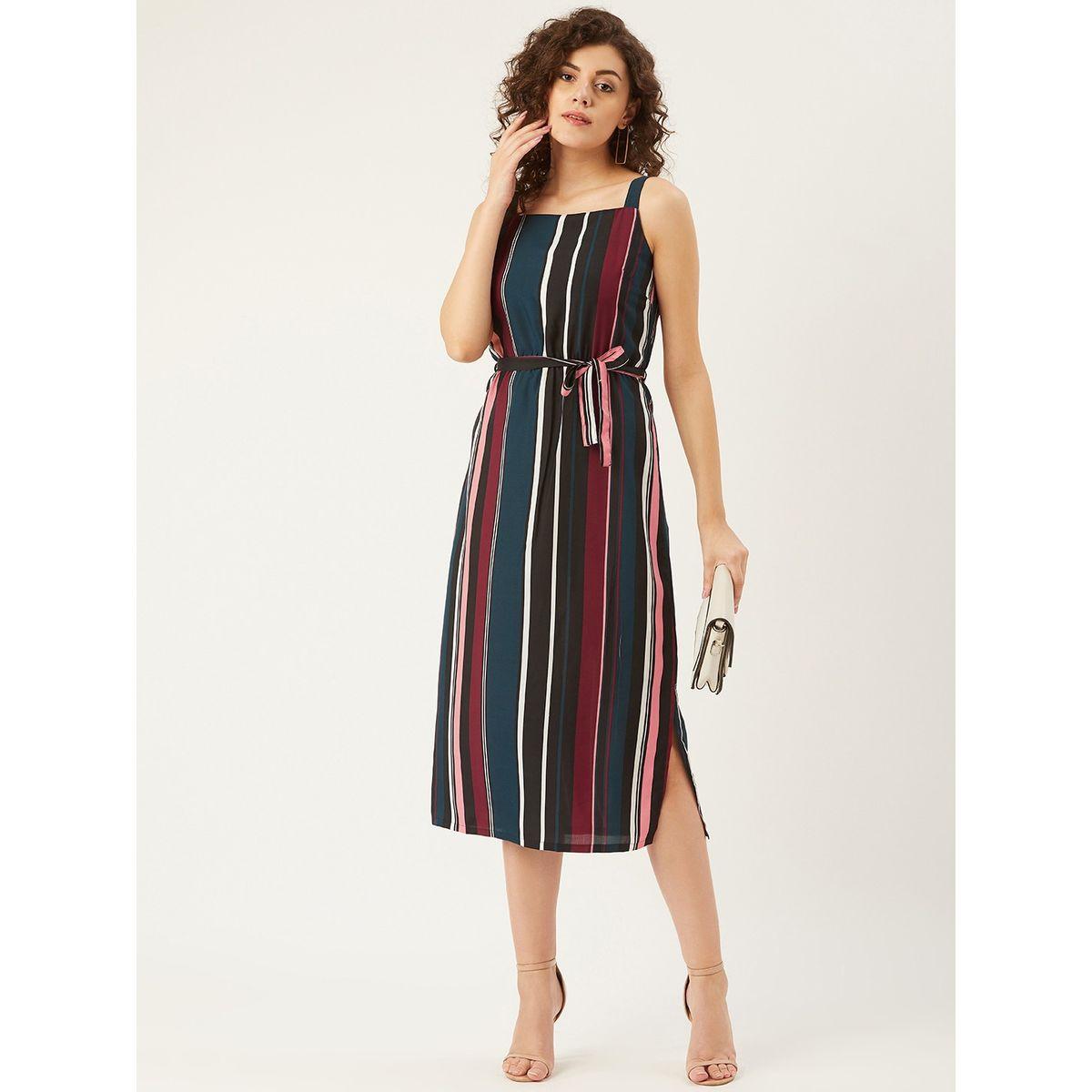 U&F X Styli  Striped Sleeveless Midi Dress with Tie Belt-women-clothing-dresses-image-1