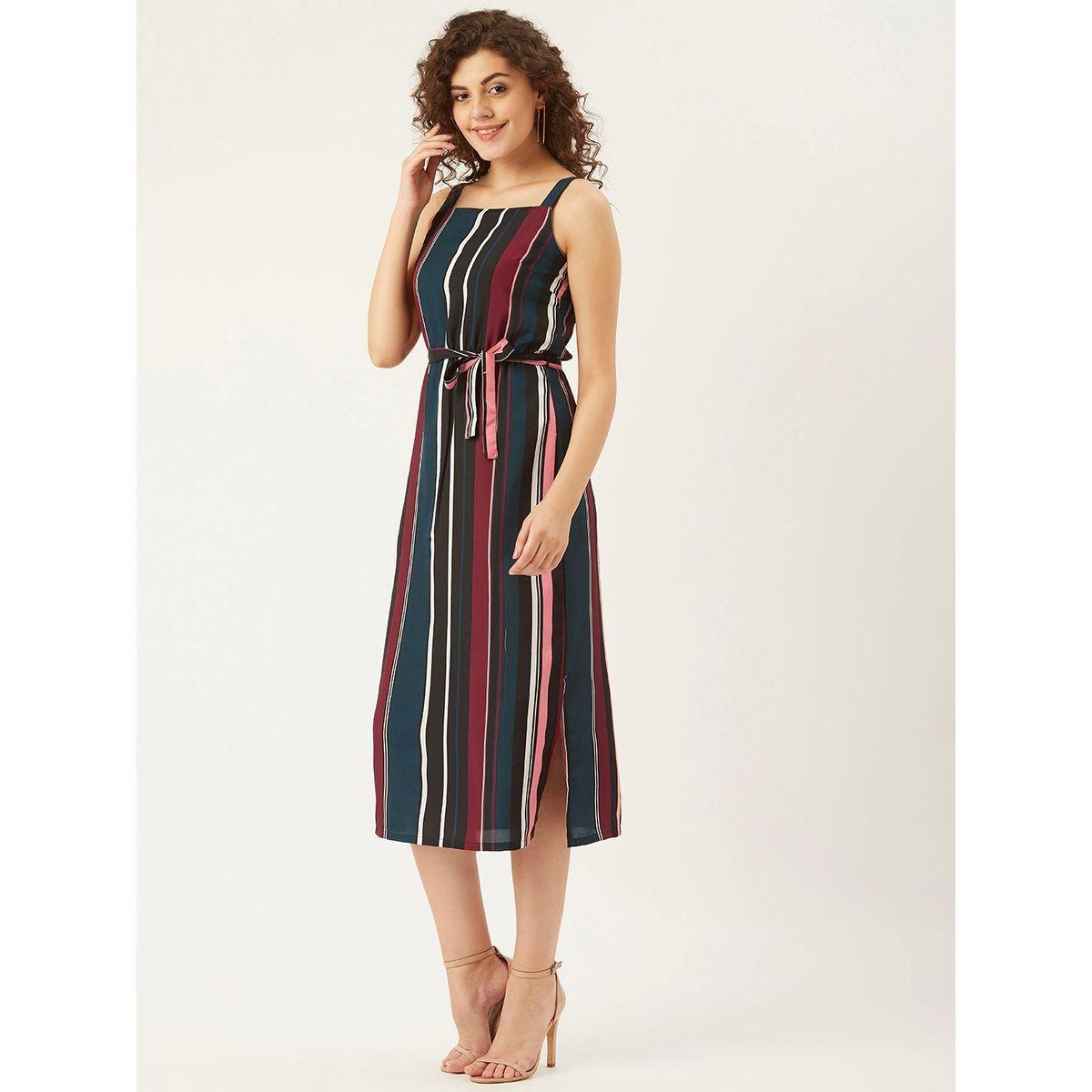 U&F X Styli  Striped Sleeveless Midi Dress with Tie Belt-women-clothing-dresses-image-4