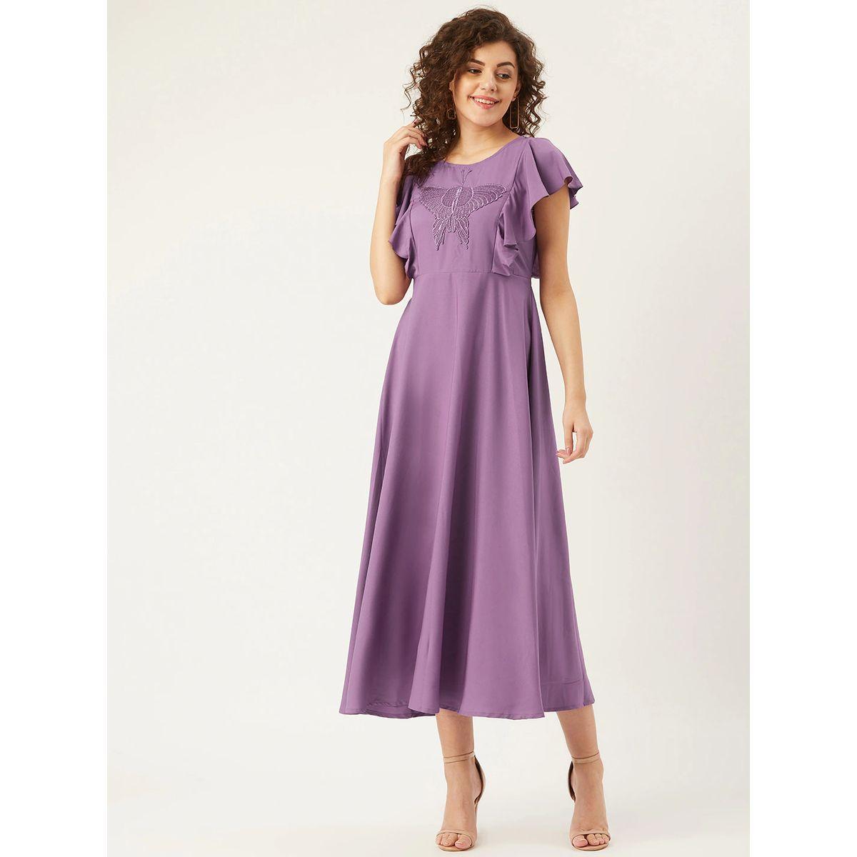 فستان ميدي بتفاصيل مُطرّزة مع اكمام كشكش-women-clothing-dresses-image-2