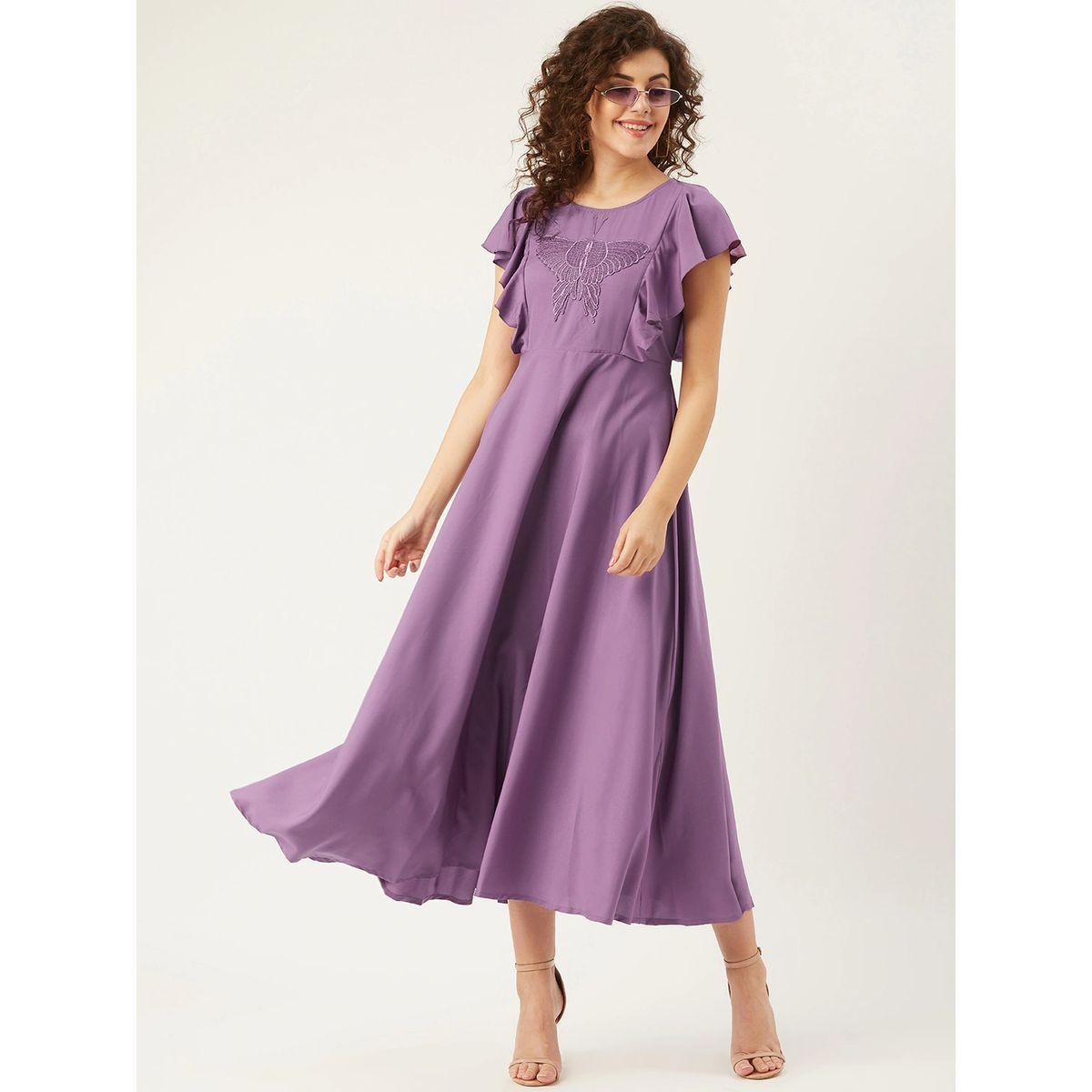 U&F Embroidery Detail A-Line Midi Dress with Frill Sleeves-women-clothing-dresses-image-4