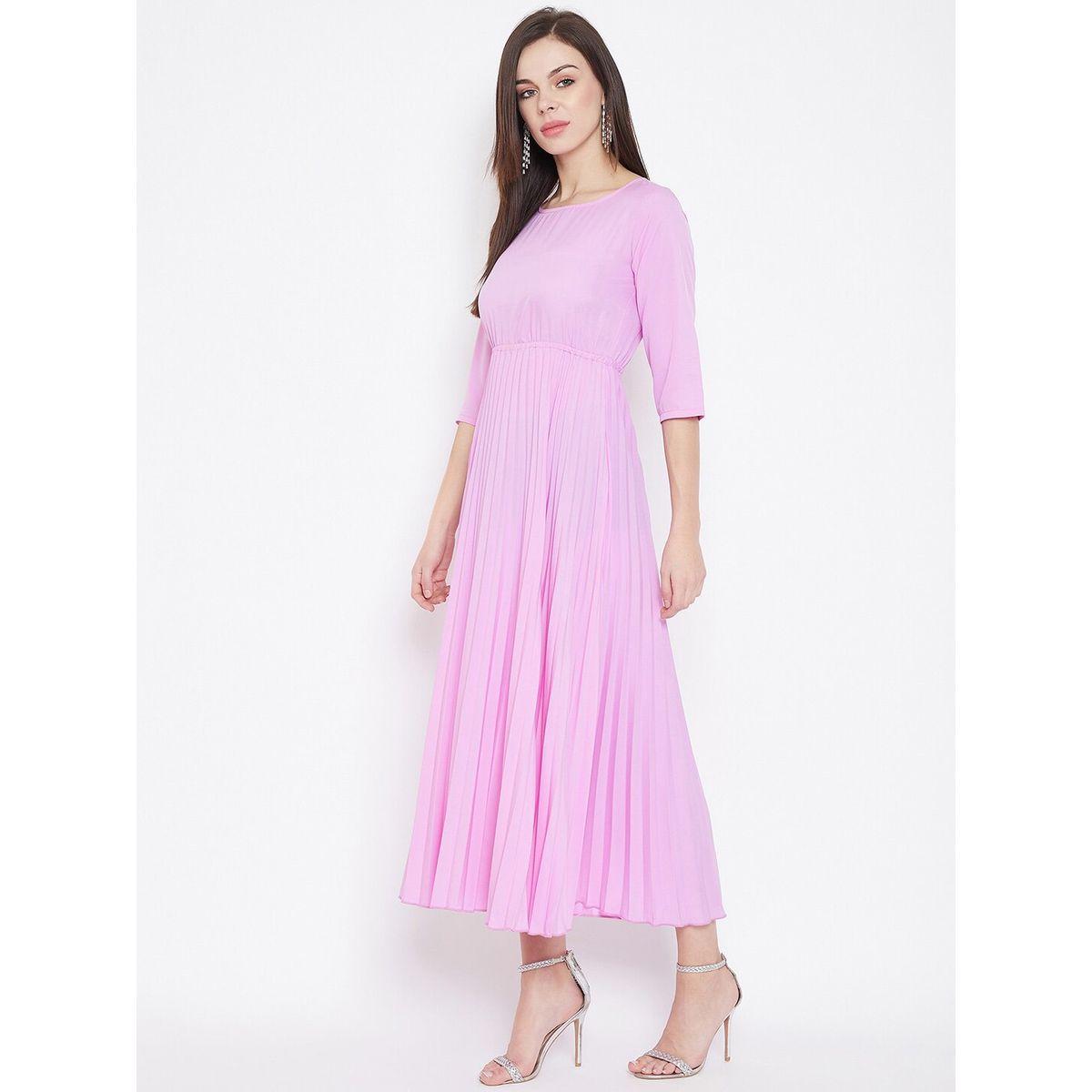 U&F X Styli  Pleated A-Line Maxi Dress with 3/4 Sleeves-women-clothing-dresses-image-2