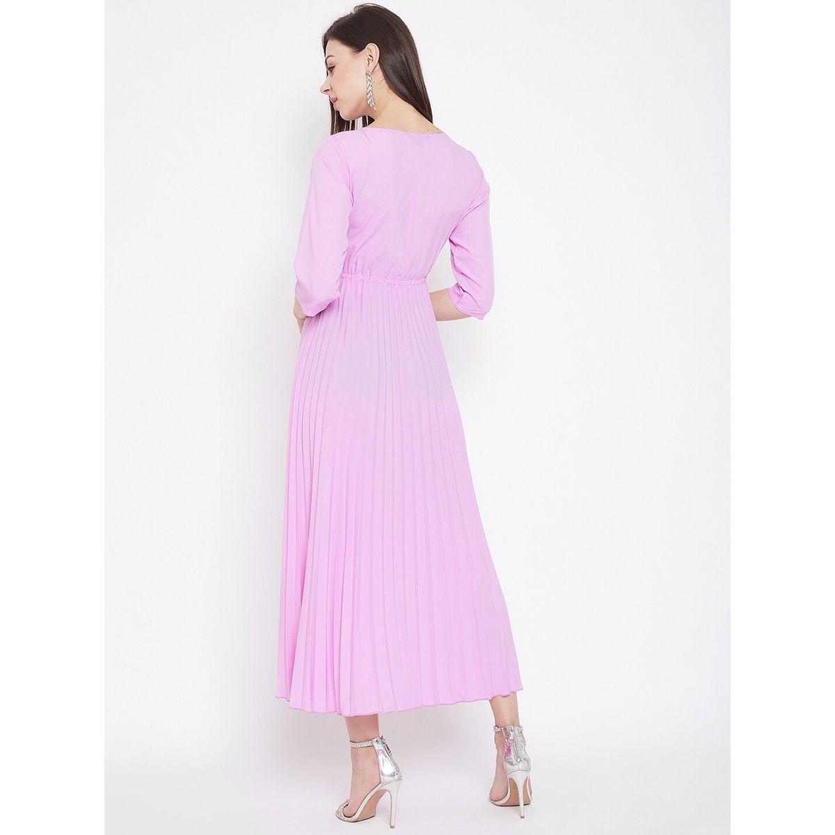 U&F X Styli  Pleated A-Line Maxi Dress with 3/4 Sleeves-women-clothing-dresses-image-3