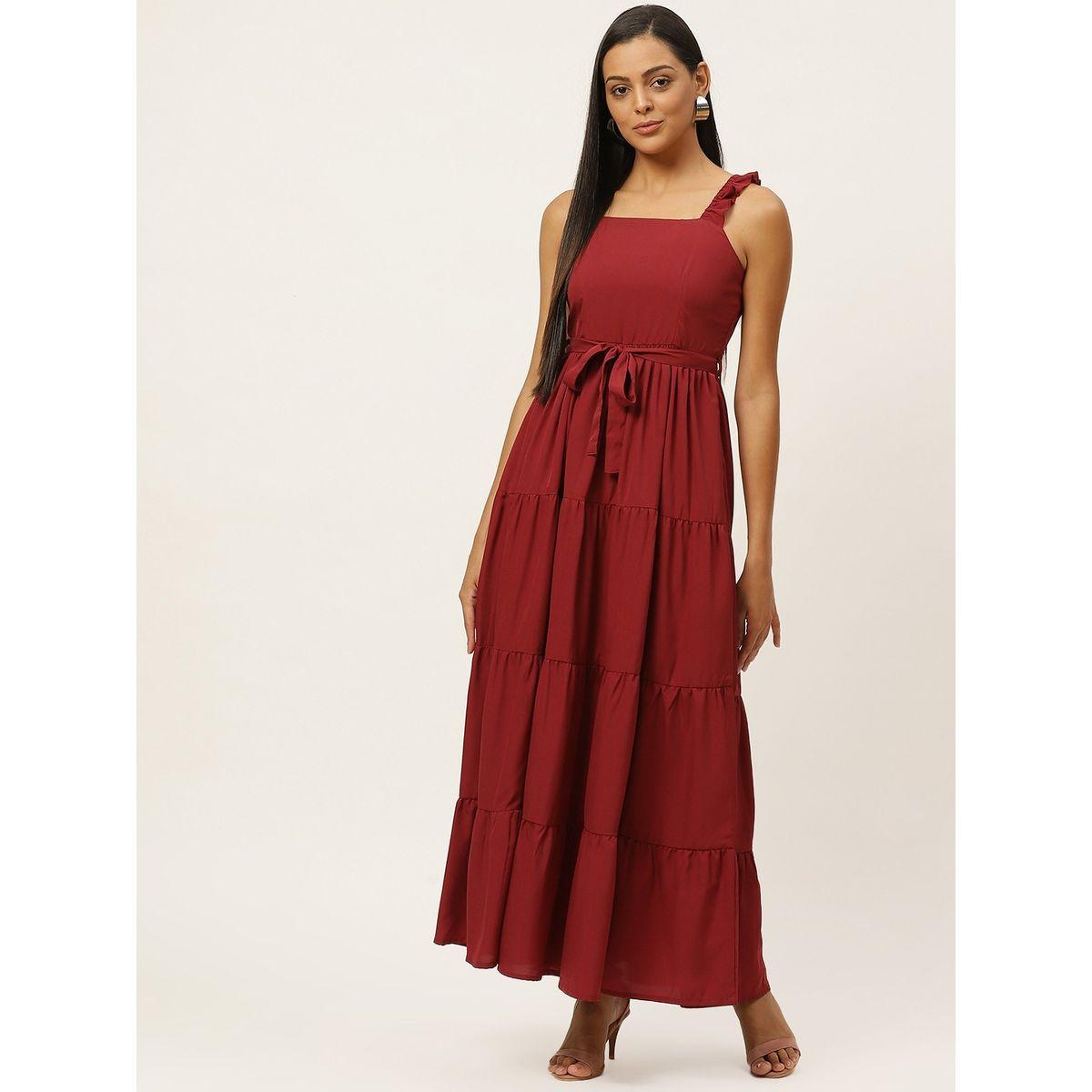 فستان طويل بحافة واسعة وكسرات يو آند إف × ستايلي-women-clothing-dresses-image-1
