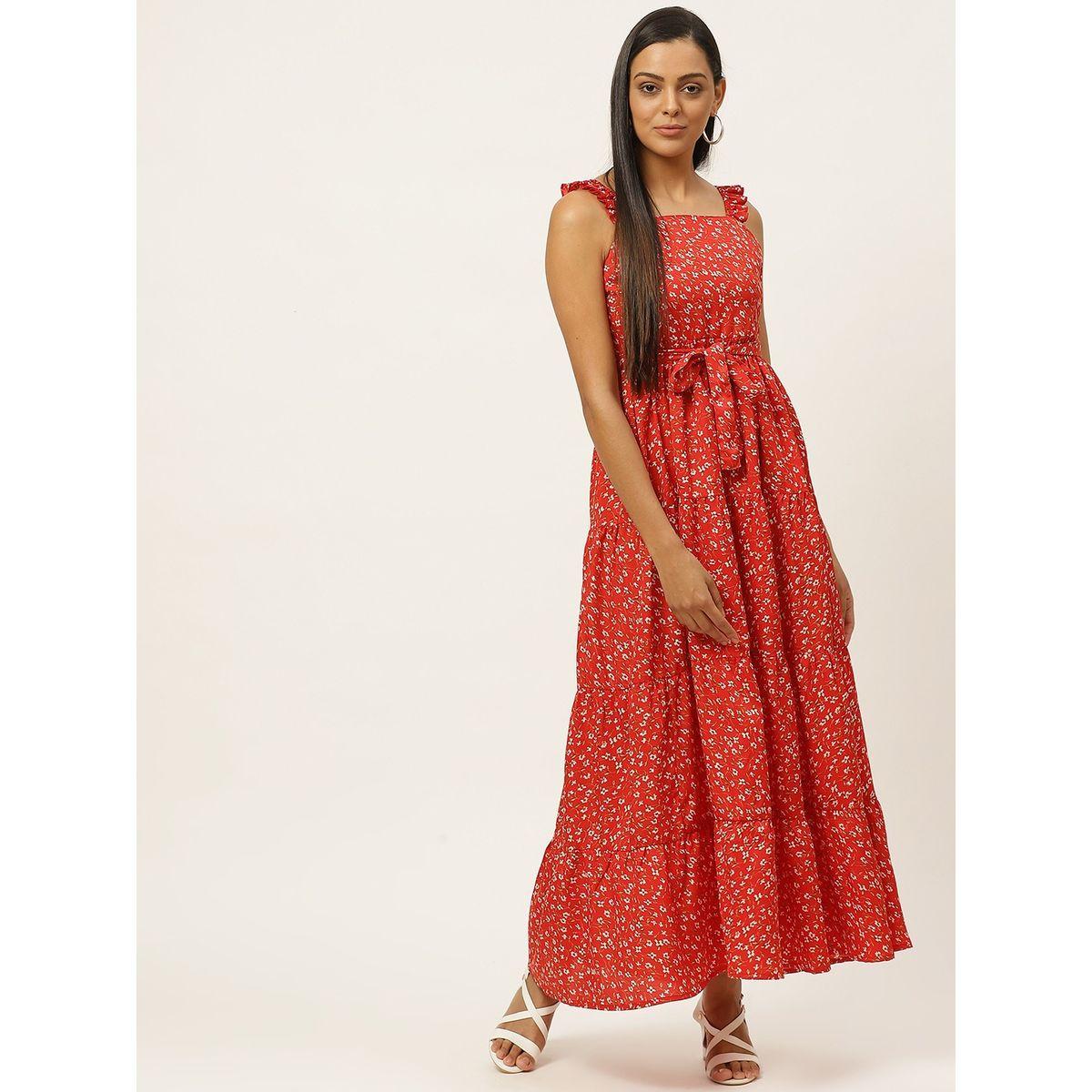 فستان طويل مطبع بزهور مع كسرات يو آند إف × ستايلي-women-clothing-dresses-image-2