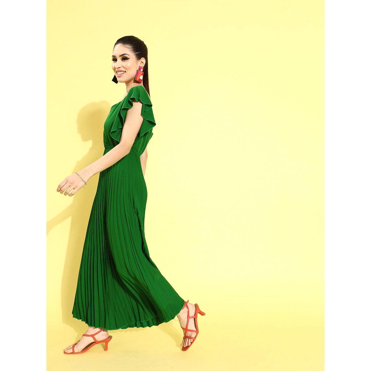 فستان طويل بياقة على شكل قلب وكسرات يو آند إف × ستايلي-women-clothing-dresses-image-3