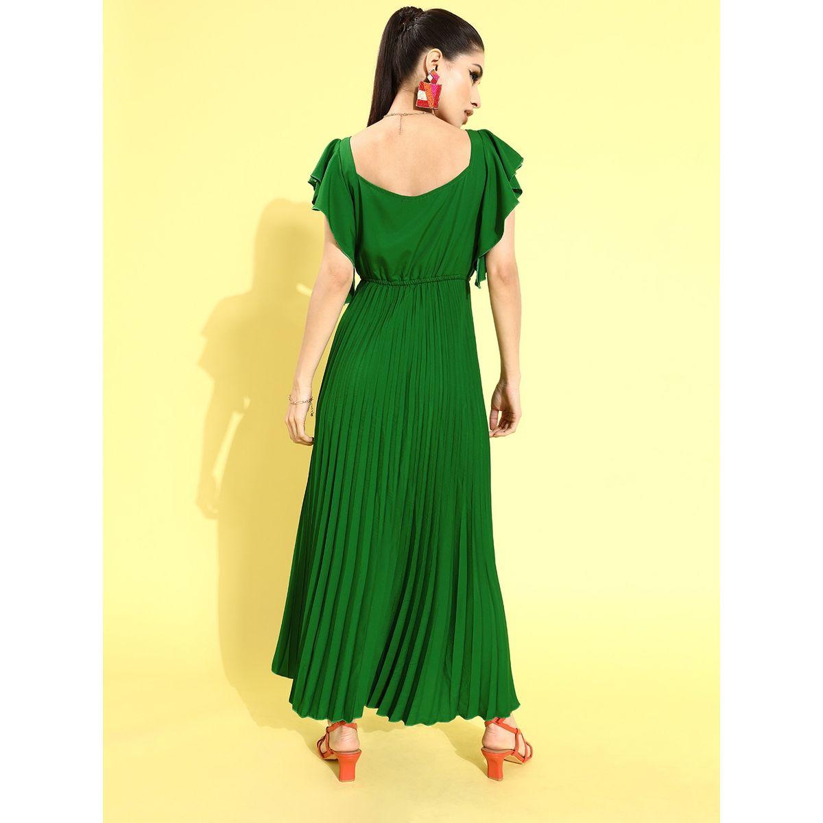 فستان طويل بياقة على شكل قلب وكسرات يو آند إف × ستايلي-women-clothing-dresses-image-4
