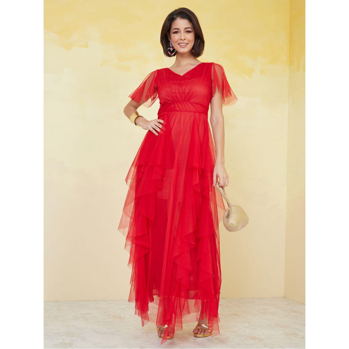 U&F Mesh Insert Layered A-Line Maxi Dress-women-clothing-dresses-image-1