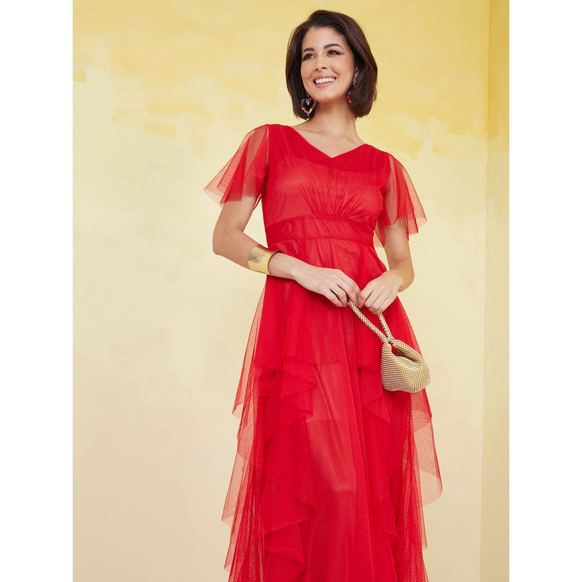 U&F Mesh Insert Layered A-Line Maxi Dress-women-clothing-dresses-image-2