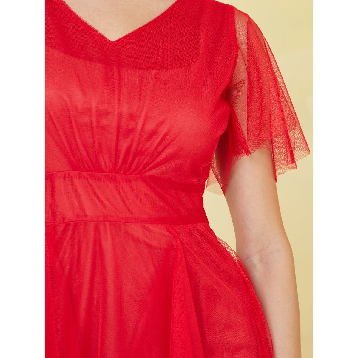 فستان ماكسي بقصة طبقات وإدراج شبكي-women-clothing-dresses-image-3