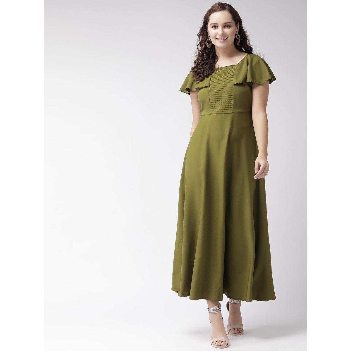 U&F X Styli  Square Neck A-Line Maxi Dress with Frill Sleeves-women-clothing-dresses-image-1