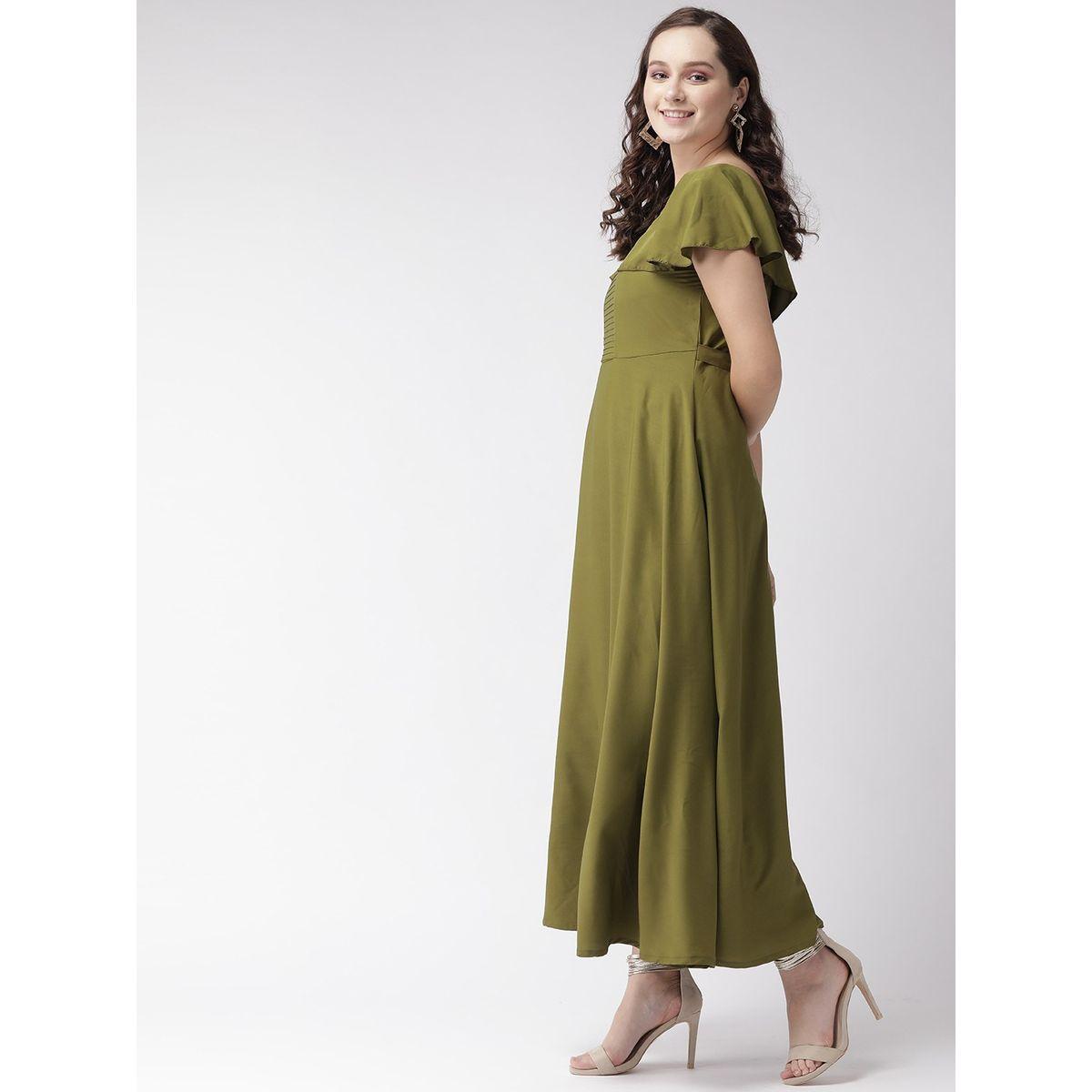 U&F X Styli  Square Neck A-Line Maxi Dress with Frill Sleeves-women-clothing-dresses-image-2