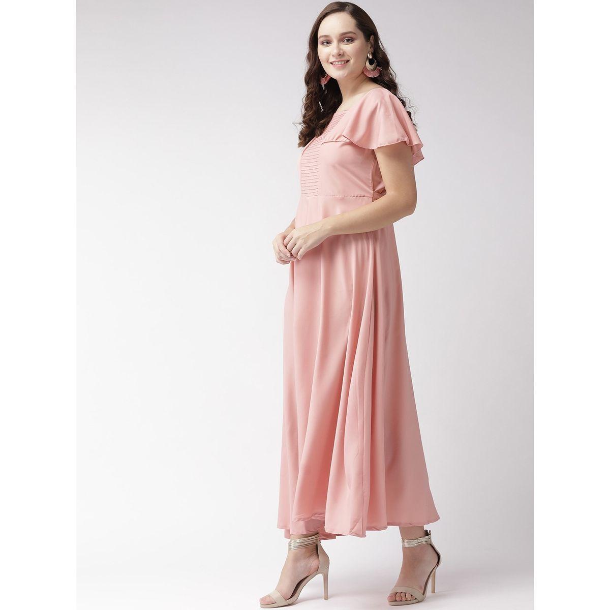 فستان طويل بياقة واسعة واكمام كشكش يو آند إف × ستايلي-women-clothing-dresses-image-2
