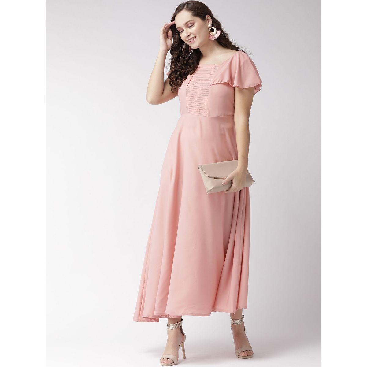 فستان طويل بياقة واسعة واكمام كشكش يو آند إف × ستايلي-women-clothing-dresses-image-4