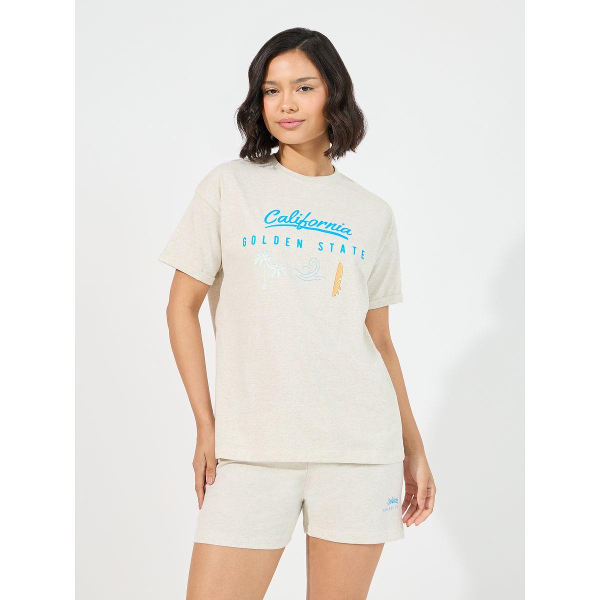 Styli Unwind California Graphic Dropped Shoulder T-Shirt & Shorts Set-women-clothing-nightwear-pyjamas-shortsets-image-3
