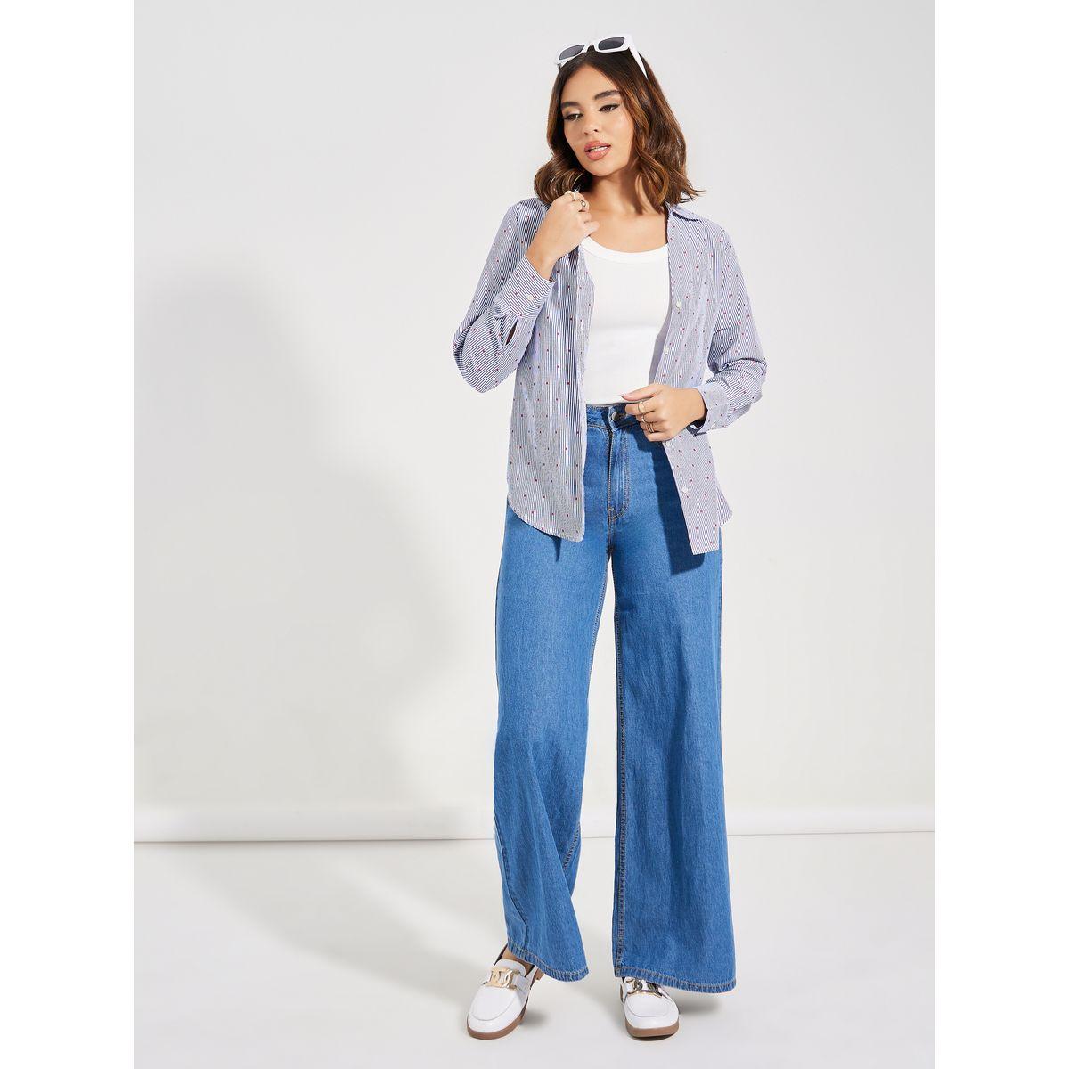 Styli Striped Ditsy Print Relaxed Fit Shirt-women-clothing-shirtsandblouses-shirts-image-2