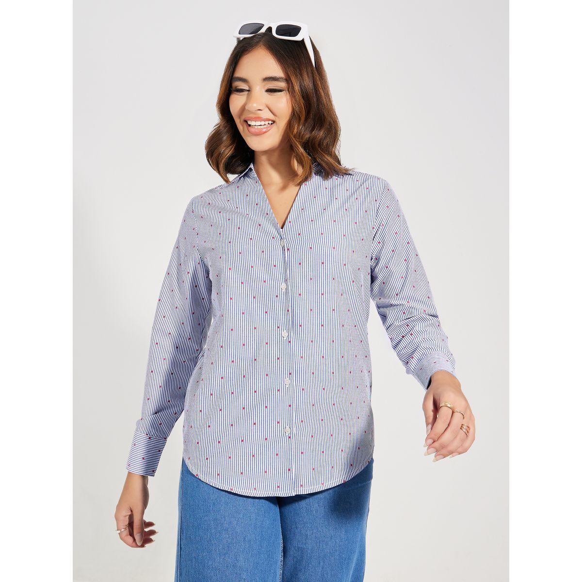 Styli Striped Ditsy Print Relaxed Fit Shirt-women-clothing-shirtsandblouses-shirts-image-3