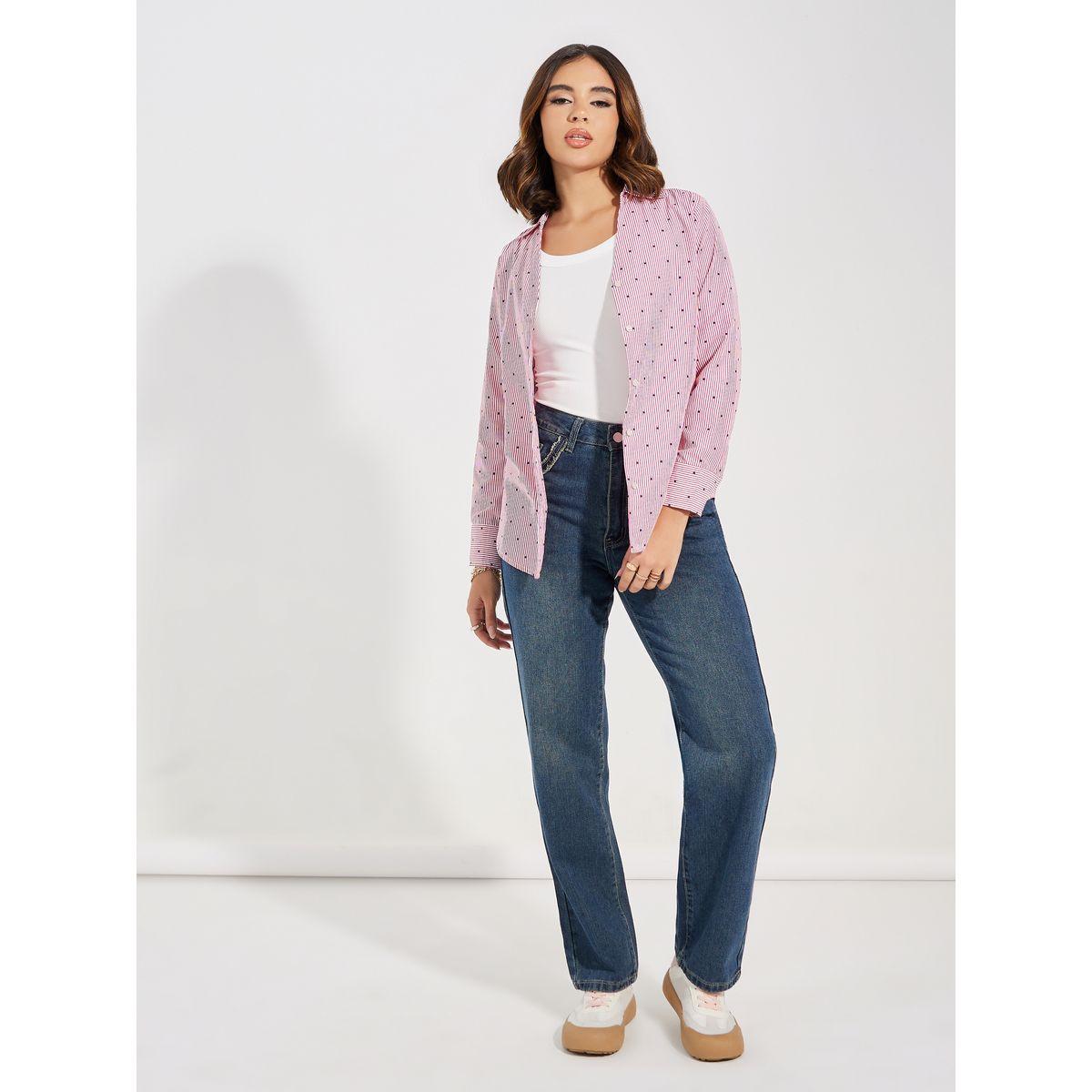 Styli Striped Ditsy Print Relaxed Fit Shirt-women-clothing-shirtsandblouses-shirts-image-2