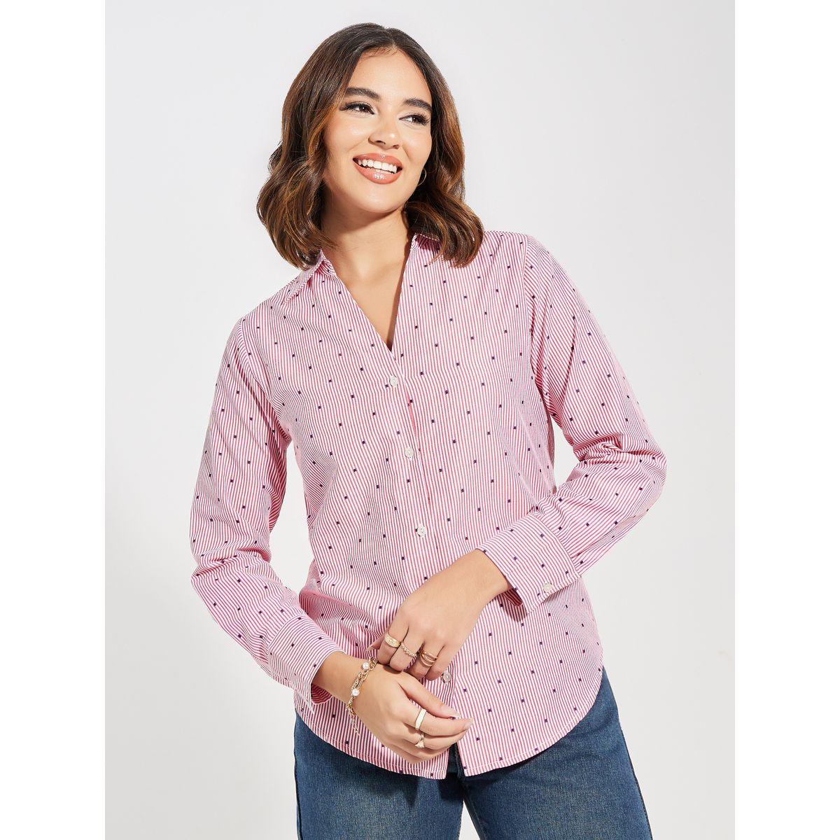 Styli Striped Ditsy Print Relaxed Fit Shirt-women-clothing-shirtsandblouses-shirts-image-3