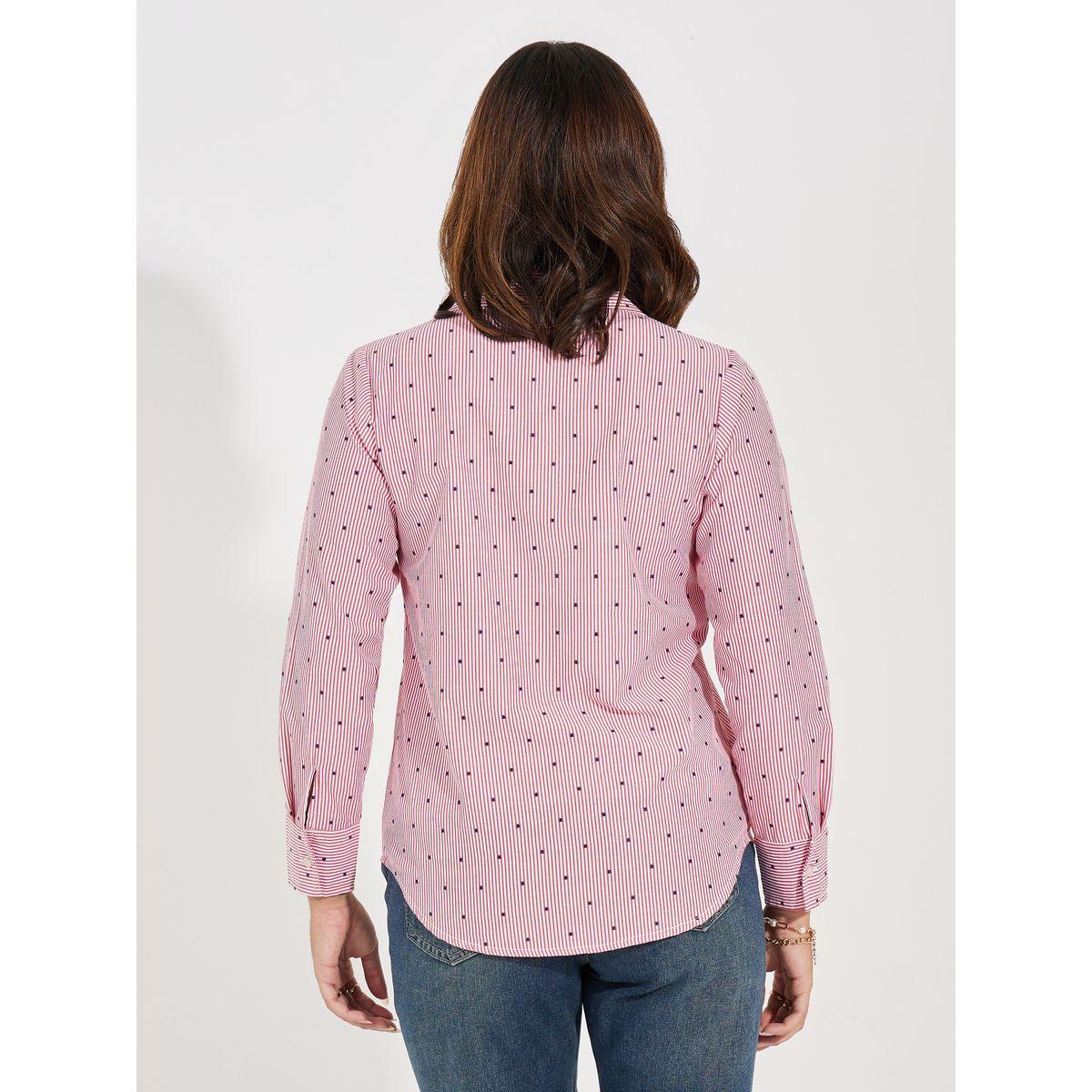 بلوزة مخططة بقصة مريحة وطبعات صغيرة-women-clothing-shirtsandblouses-shirts-image-5