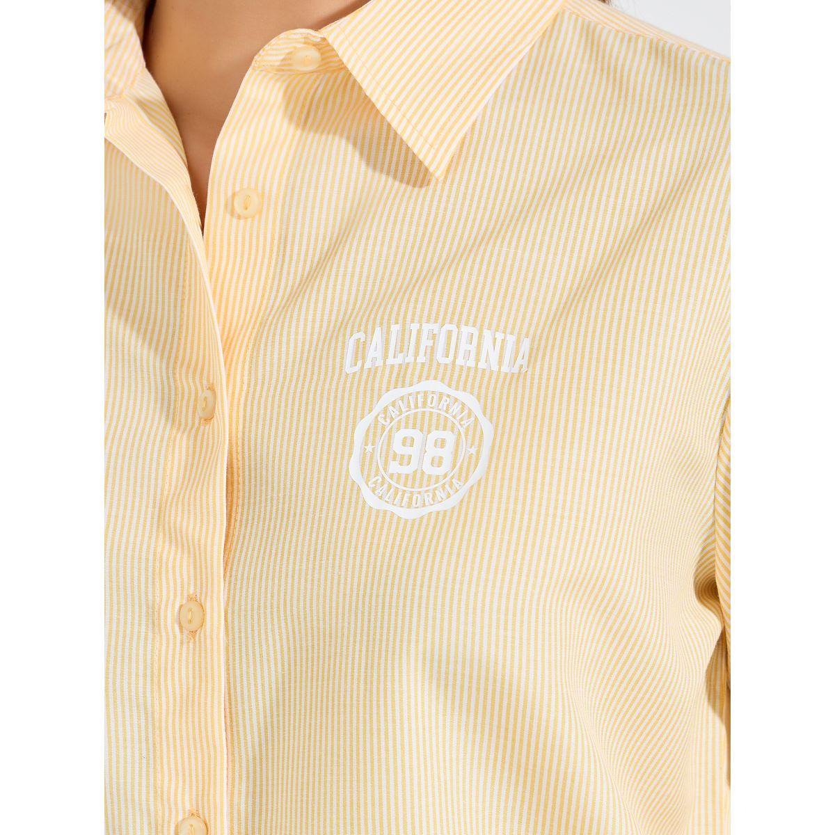 Styli Striped Cotton Button Down Shirt with Printed Logo Detail-women-clothing-shirtsandblouses-shirts-image-4