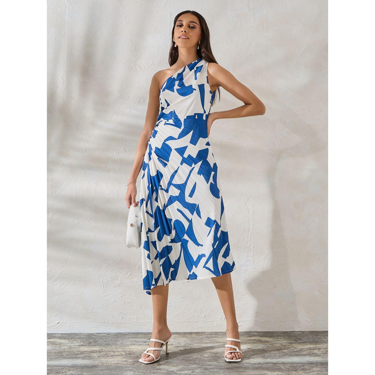 Styli Limited Abstract Print One Shoulder Neck Gathered Midi Dress-women-clothing-dresses-image-2
