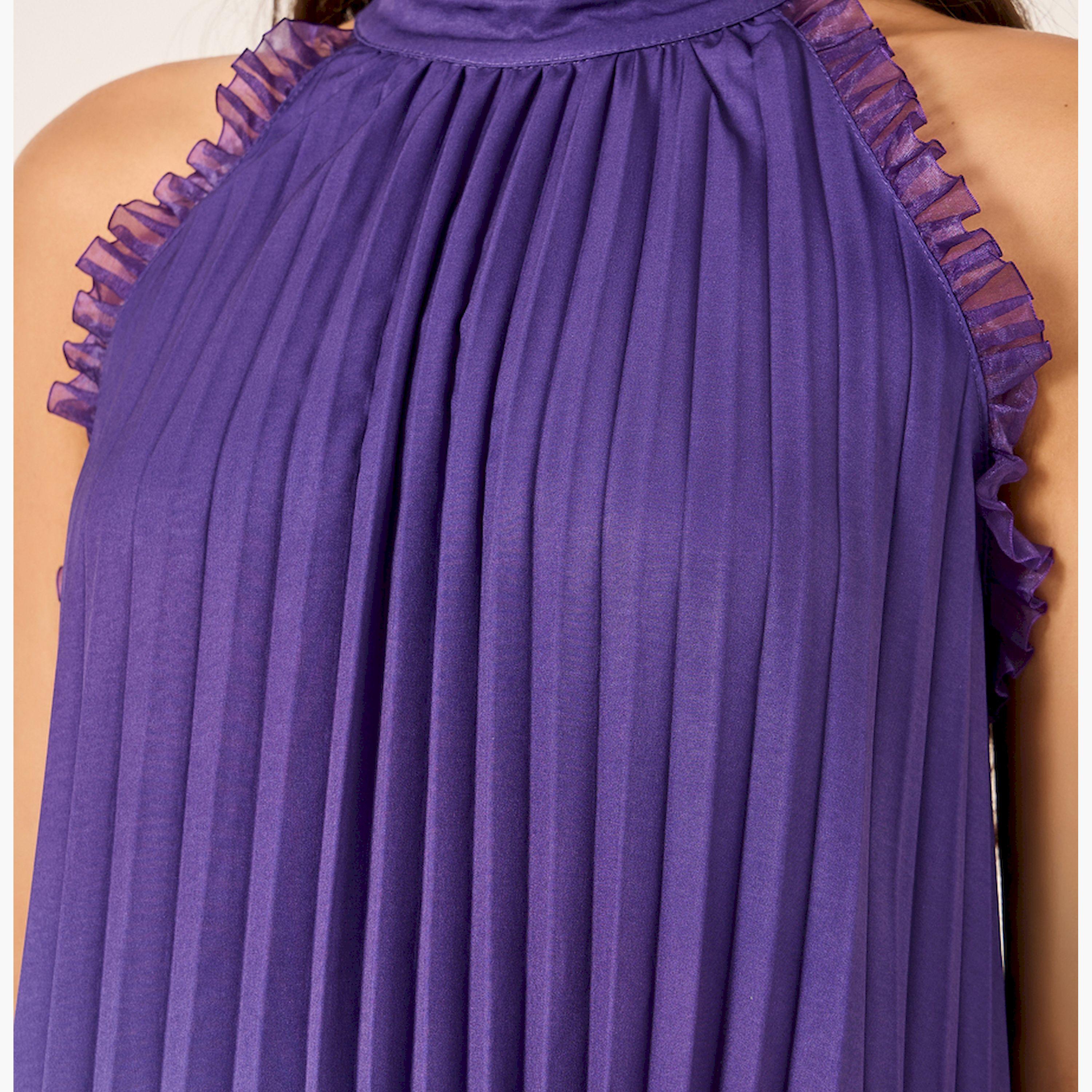 ستايلي - فستان ماكسي مطوي بدون أكمام بطبعة أومبري-women-clothing-dresses-image-4