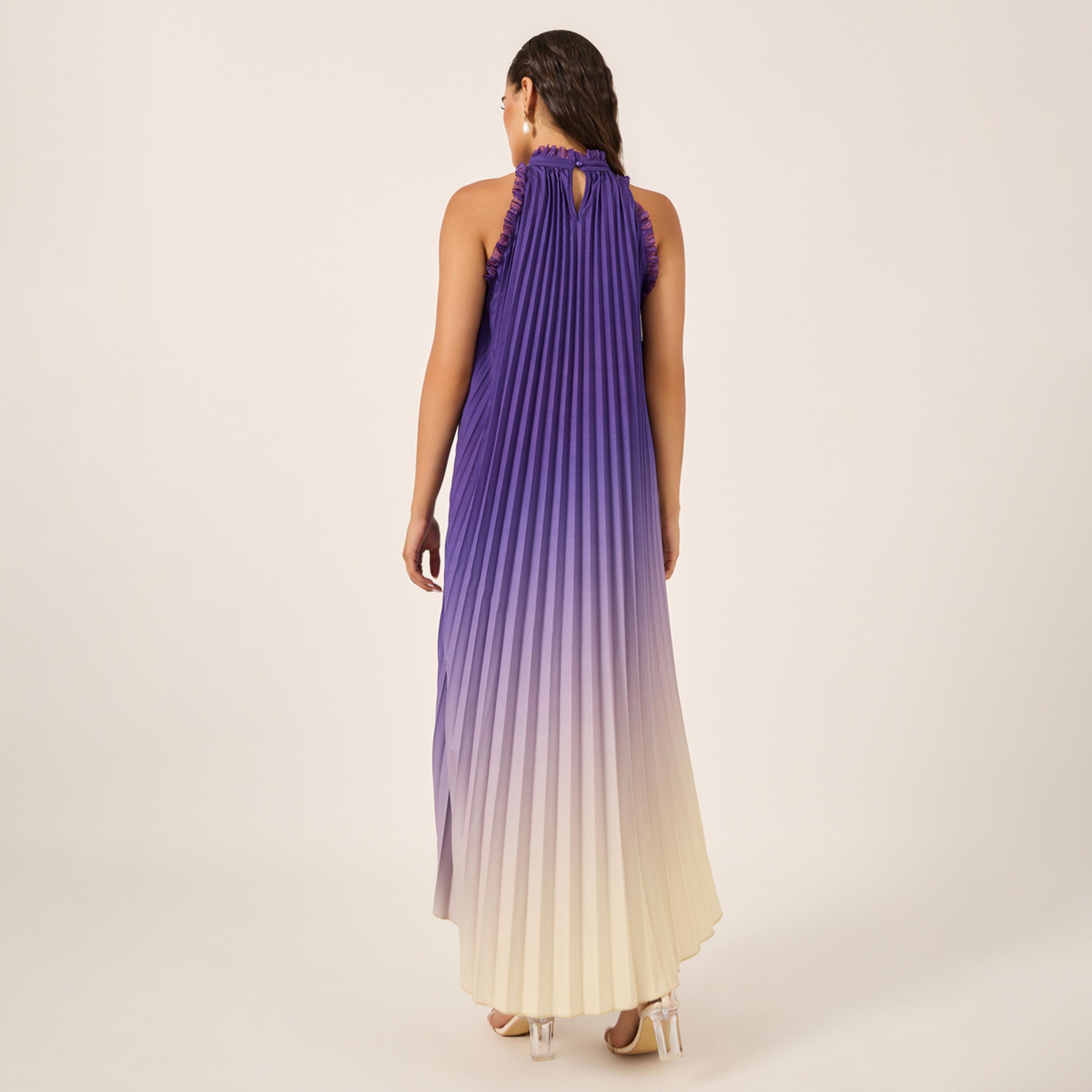 ستايلي - فستان ماكسي مطوي بدون أكمام بطبعة أومبري-women-clothing-dresses-image-5