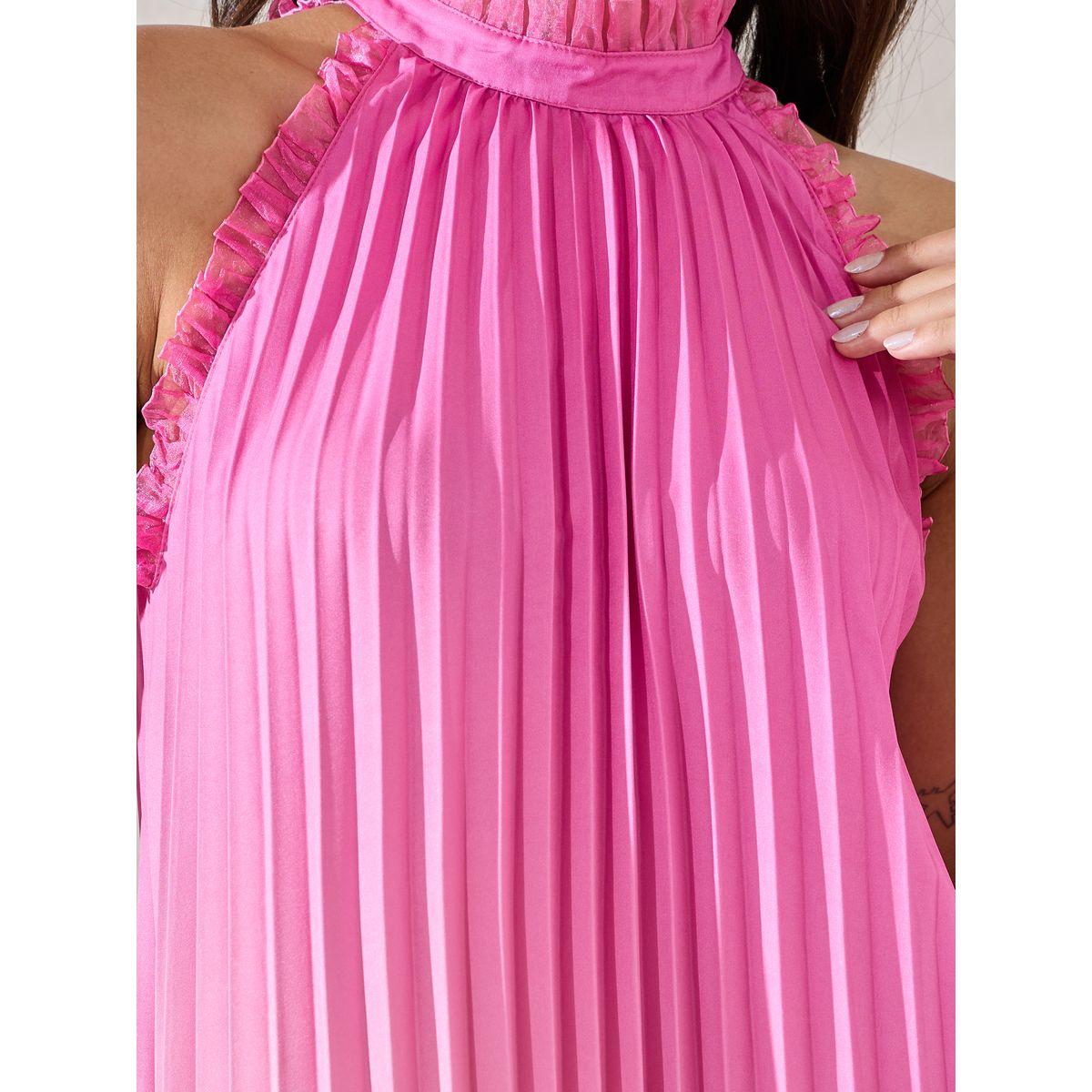 Styli Limited Ombre Look High-Low Hem Midi Dress with Halter Neck-women-clothing-dresses-image-3