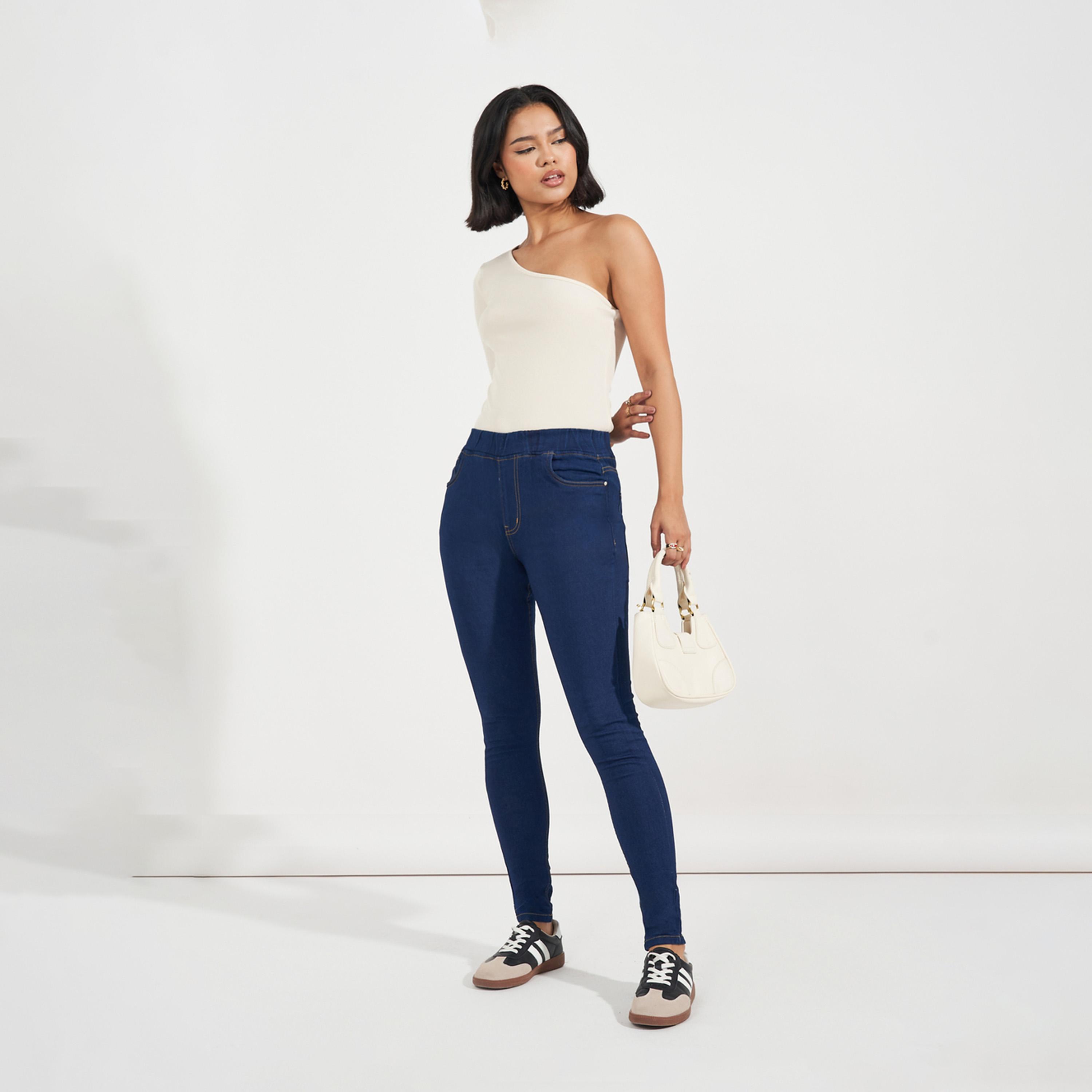 Styli Solid High Rise Skinny Fit Jeggings With Pockets-women-clothing-bottoms-jeans-image-1